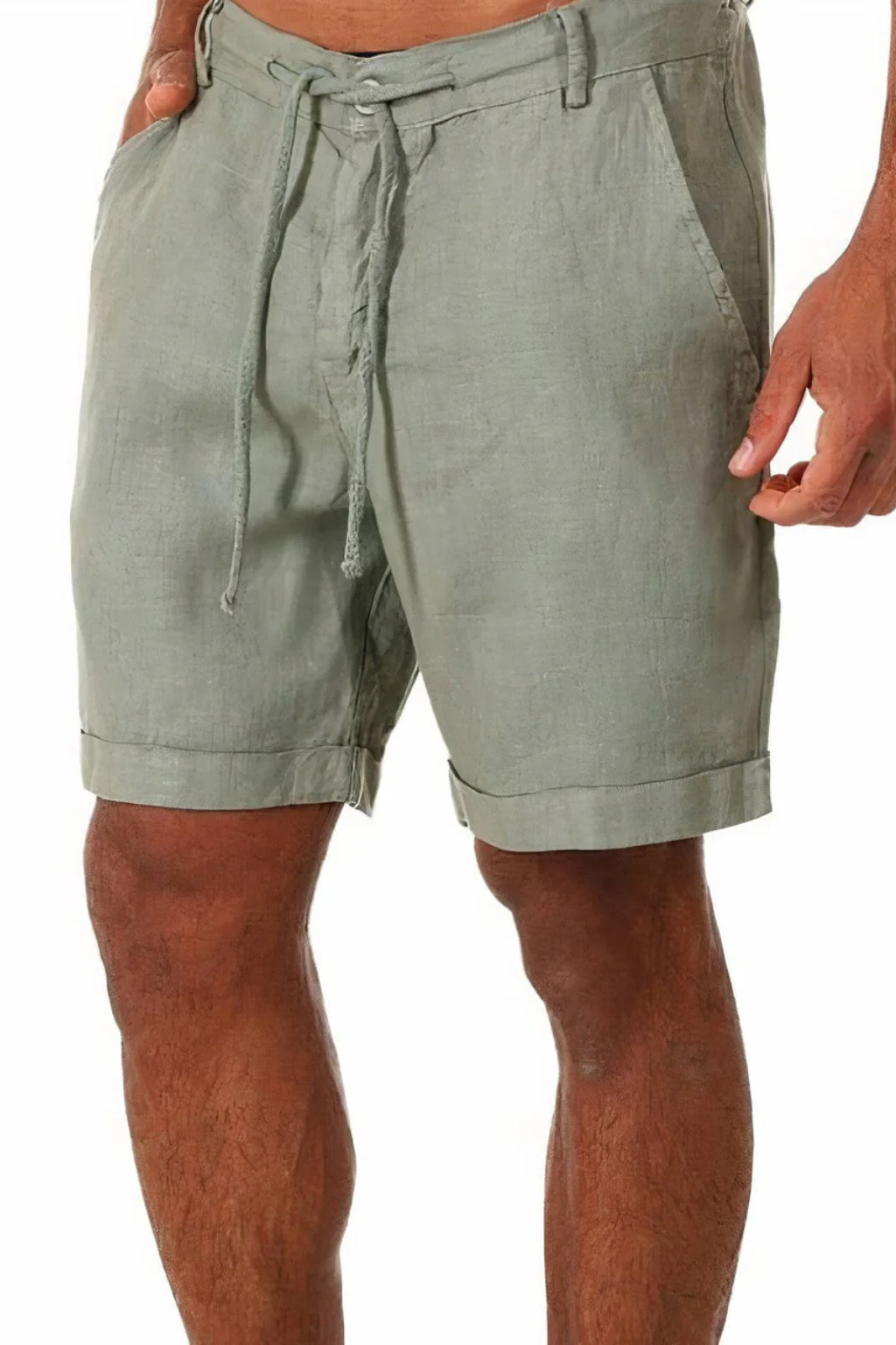 Callum | Men Linen Shorts with Drawstring Waist and Roll Up Hem - Image 7