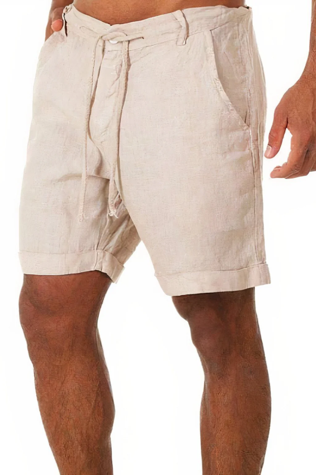 Callum | Men Linen Shorts with Drawstring Waist and Roll Up Hem - Image 8