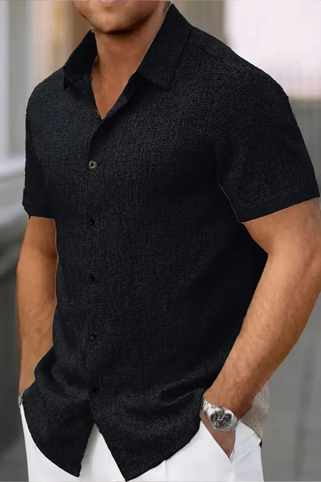 Callum | Men Short Sleeve Button Down Summer Shirt - Image 14