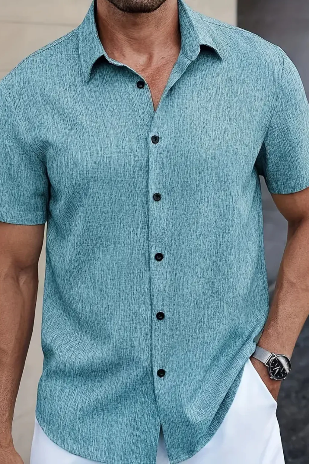 Callum | Men Short Sleeve Button Down Summer Shirt - Image 4