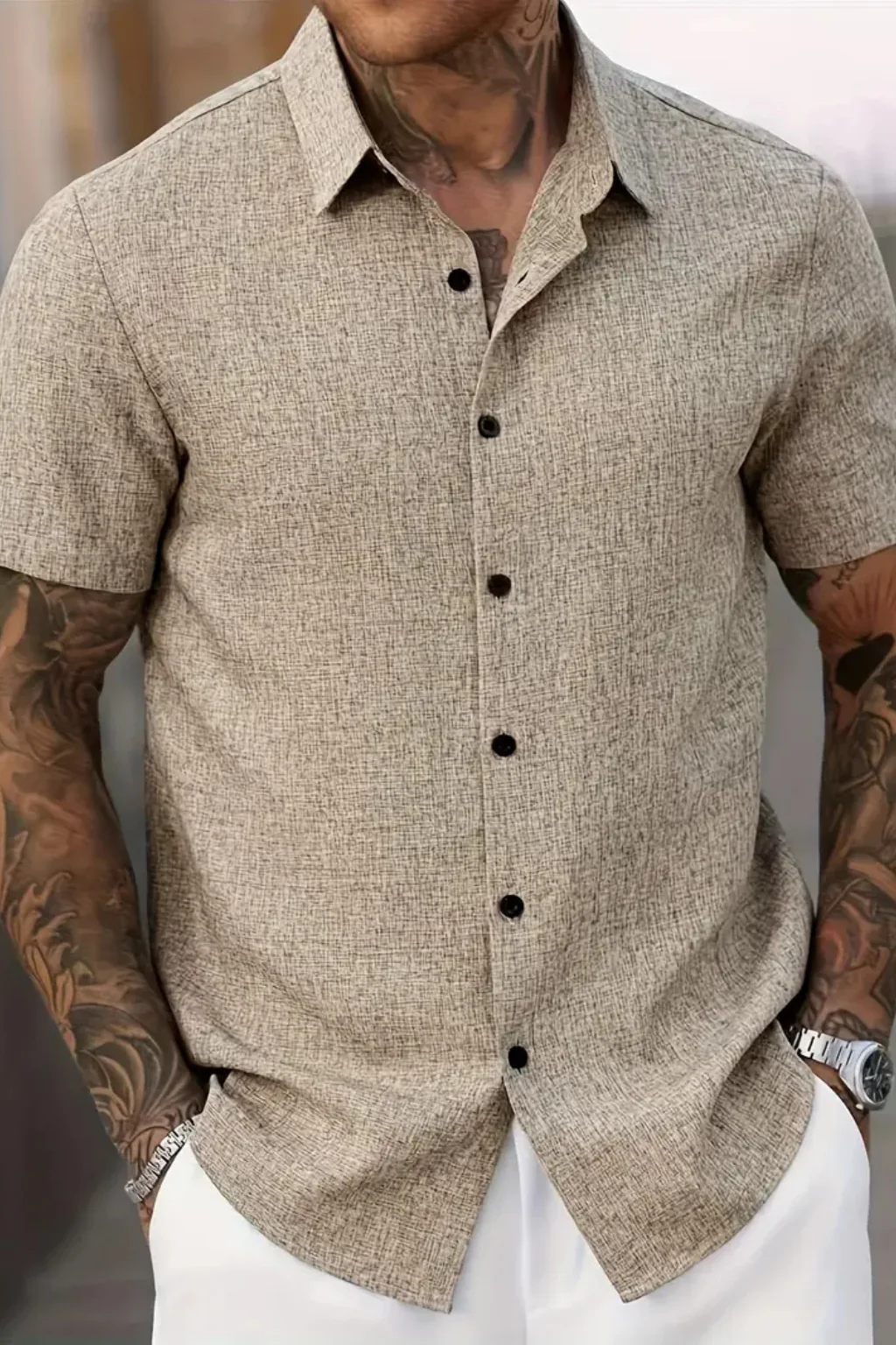 Callum | Men Short Sleeve Button Down Summer Shirt - Image 8