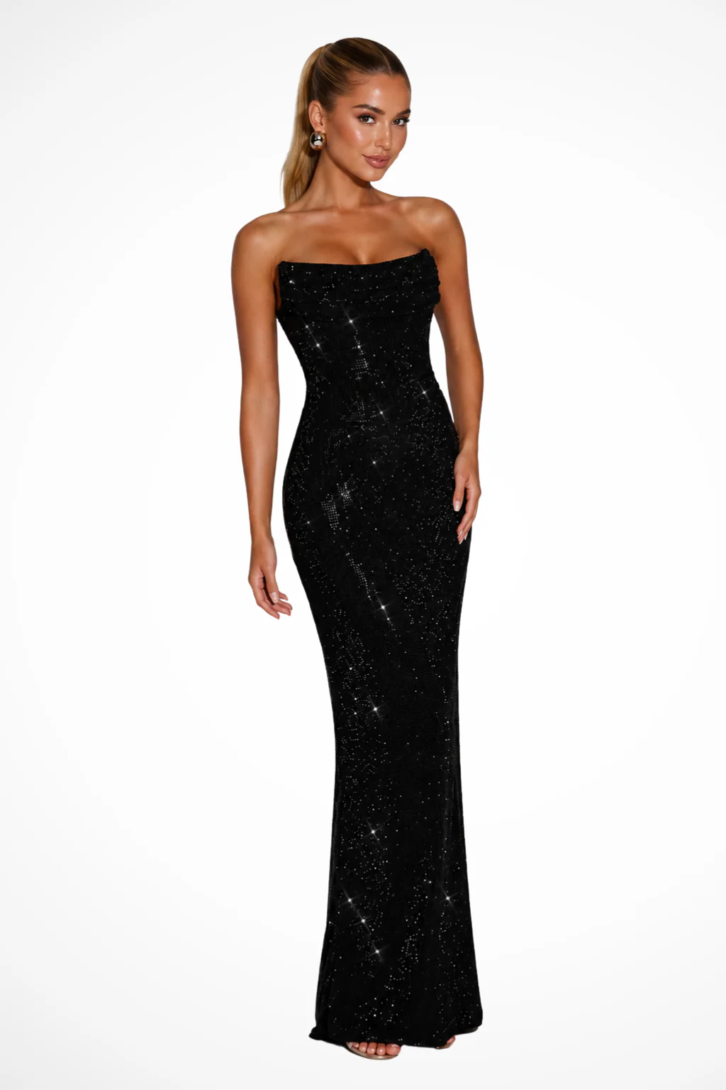 Celestine | Women Strapless Embellished Wedding Guest Maxi Dress - Image 3
