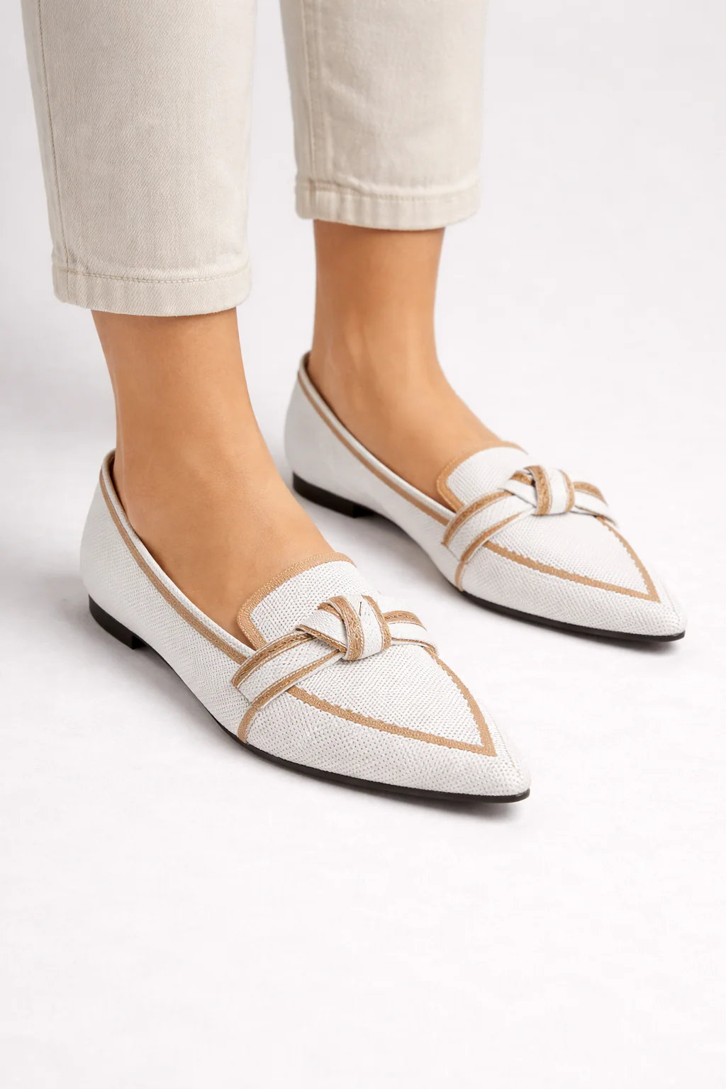 Celina | Women Pointed Toe Knit Bow Detail Ballet Flats - Image 11