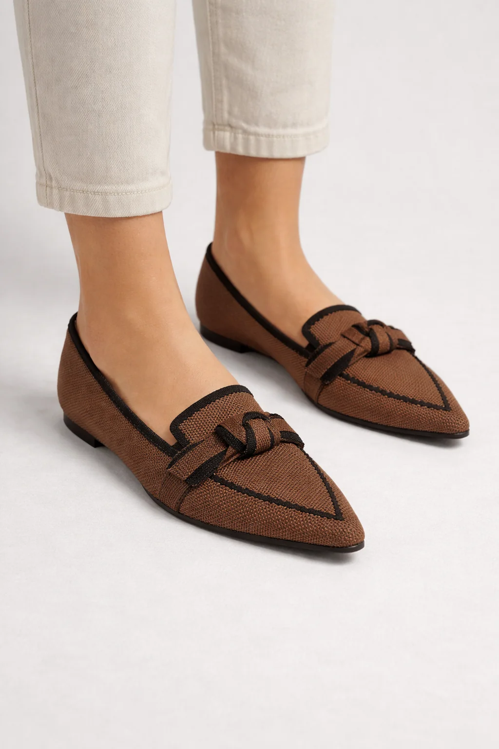 Celina | Women Pointed Toe Knit Bow Detail Ballet Flats - Image 7