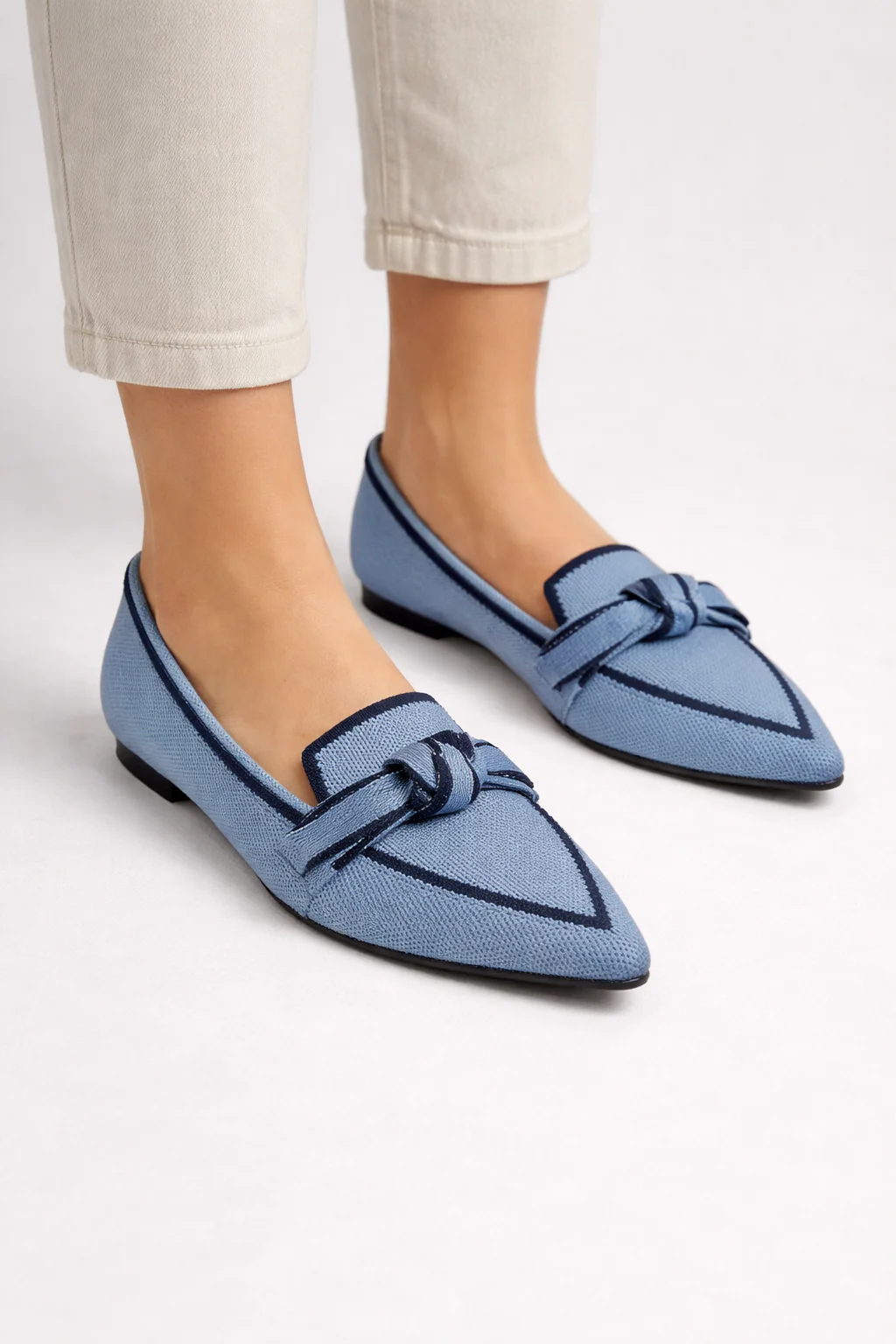 Celina | Women Pointed Toe Knit Bow Detail Ballet Flats - Image 9