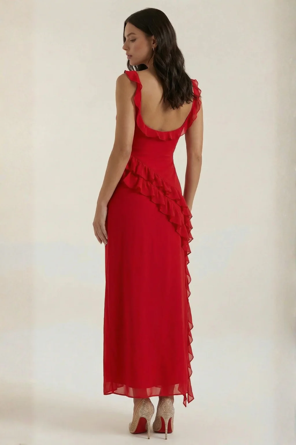 Clementine | Women Chiffon Ruffle Graduation Dress with Side Slit - Image 10