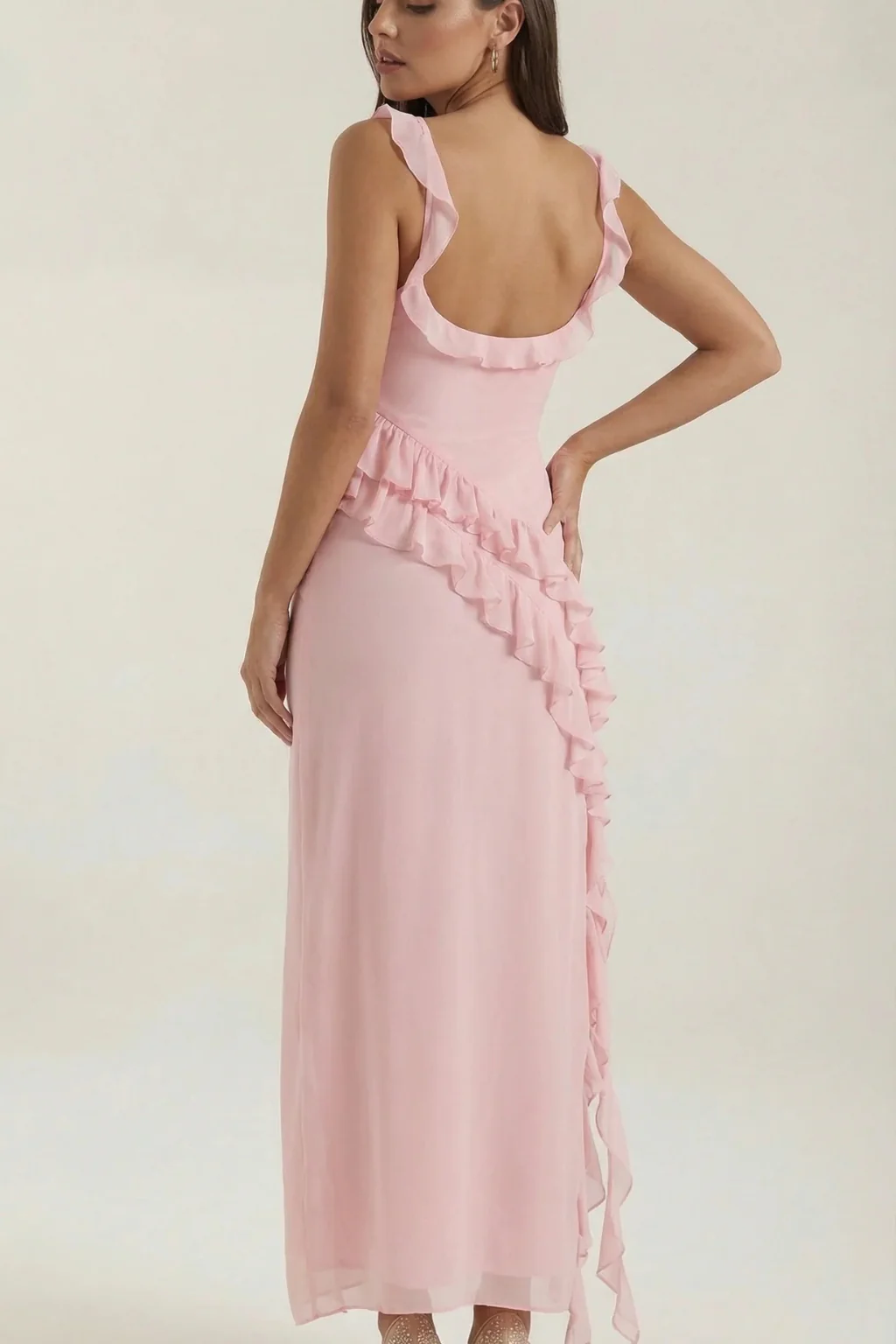 Clementine | Women Chiffon Ruffle Graduation Dress with Side Slit - Image 19