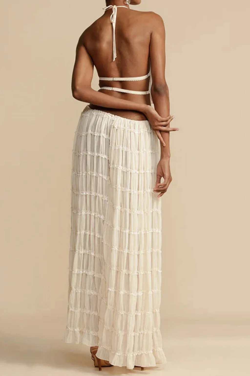 Cora | Women Ruched Halter Top and Maxi Skirt 2 Piece Set - Image 6