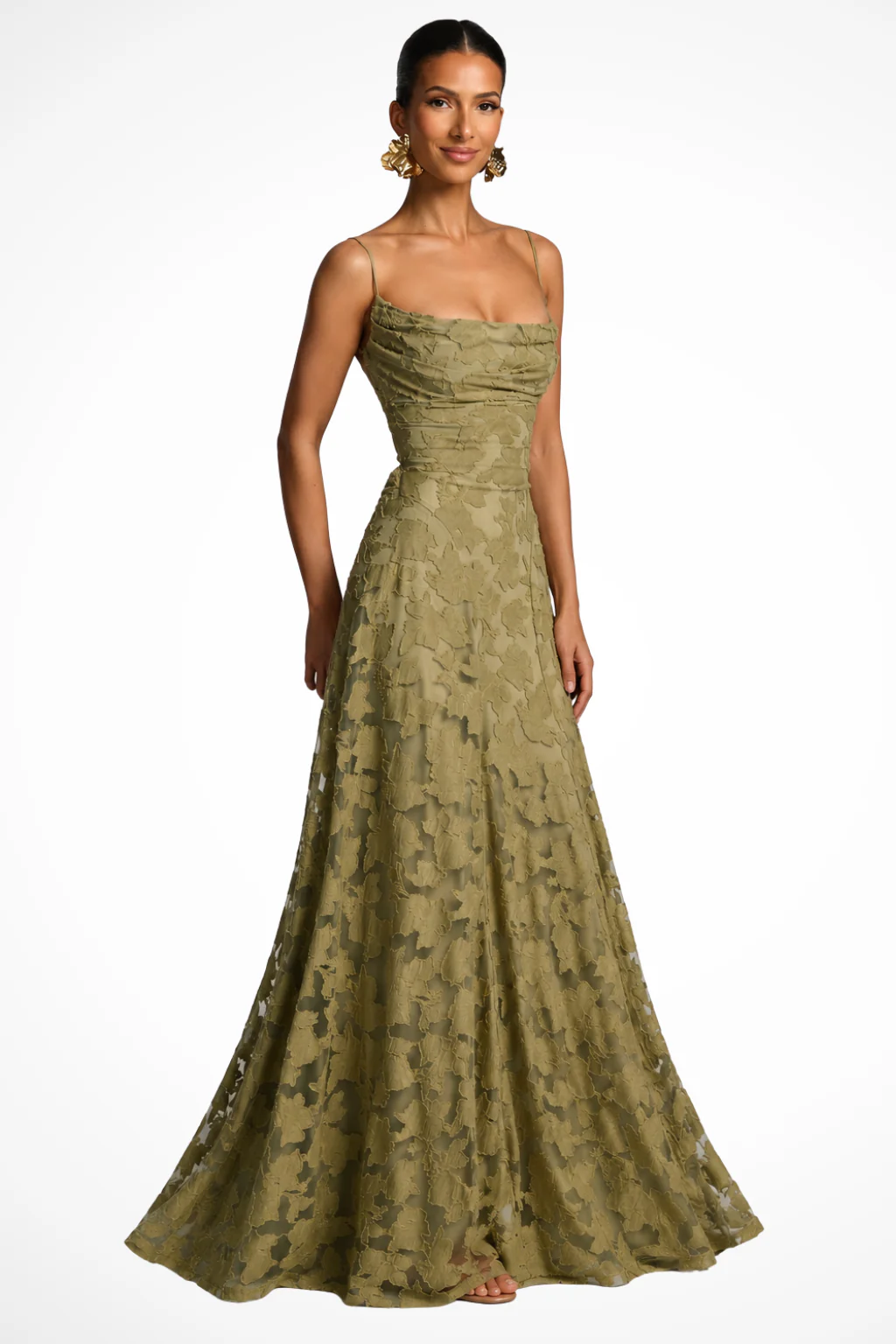 Cordelia | Women Cowl Neck Floral Lace Wedding Guest Maxi Dress