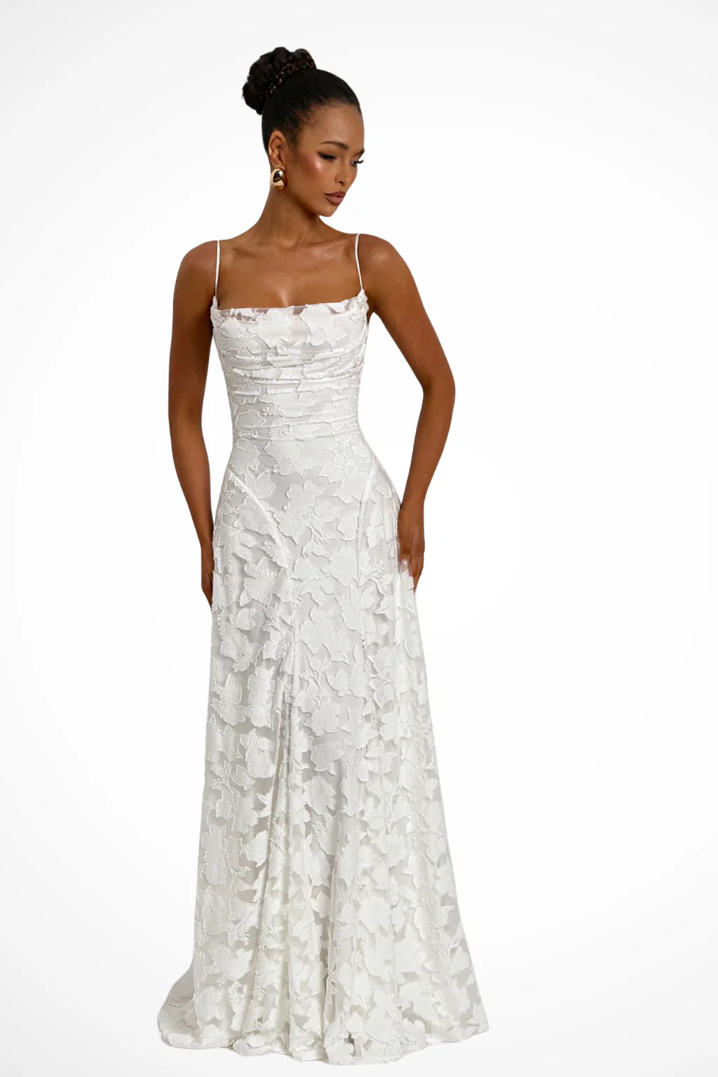 Cordelia | Women Cowl Neck Floral Lace Wedding Guest Maxi Dress - Image 14