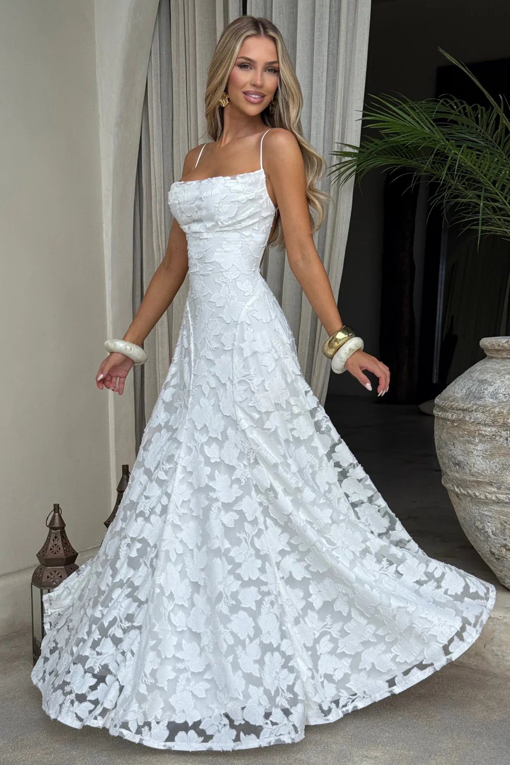 Cordelia | Women Cowl Neck Floral Lace Wedding Guest Maxi Dress - Image 15