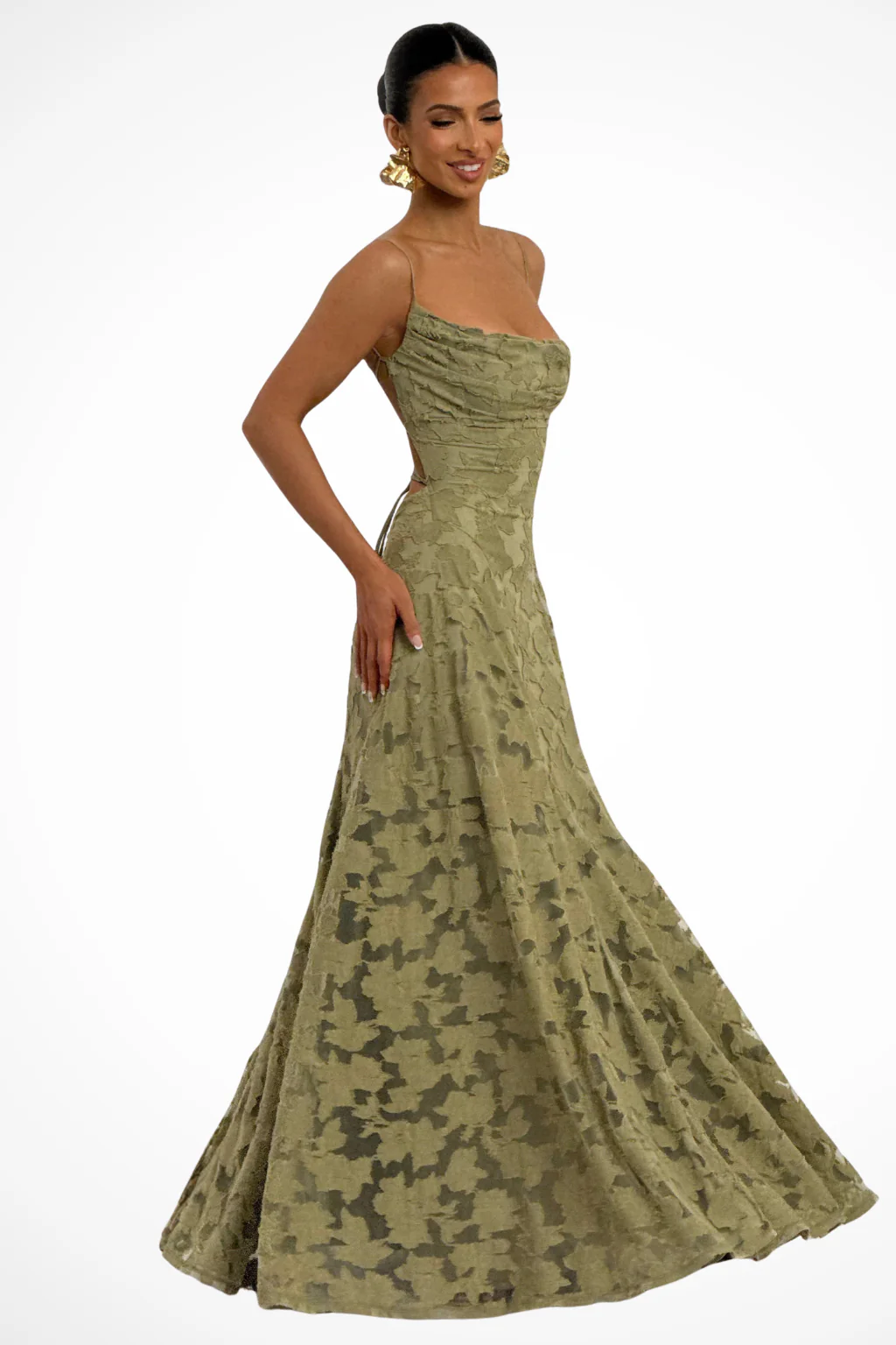 Cordelia | Women Cowl Neck Floral Lace Wedding Guest Maxi Dress - Image 4