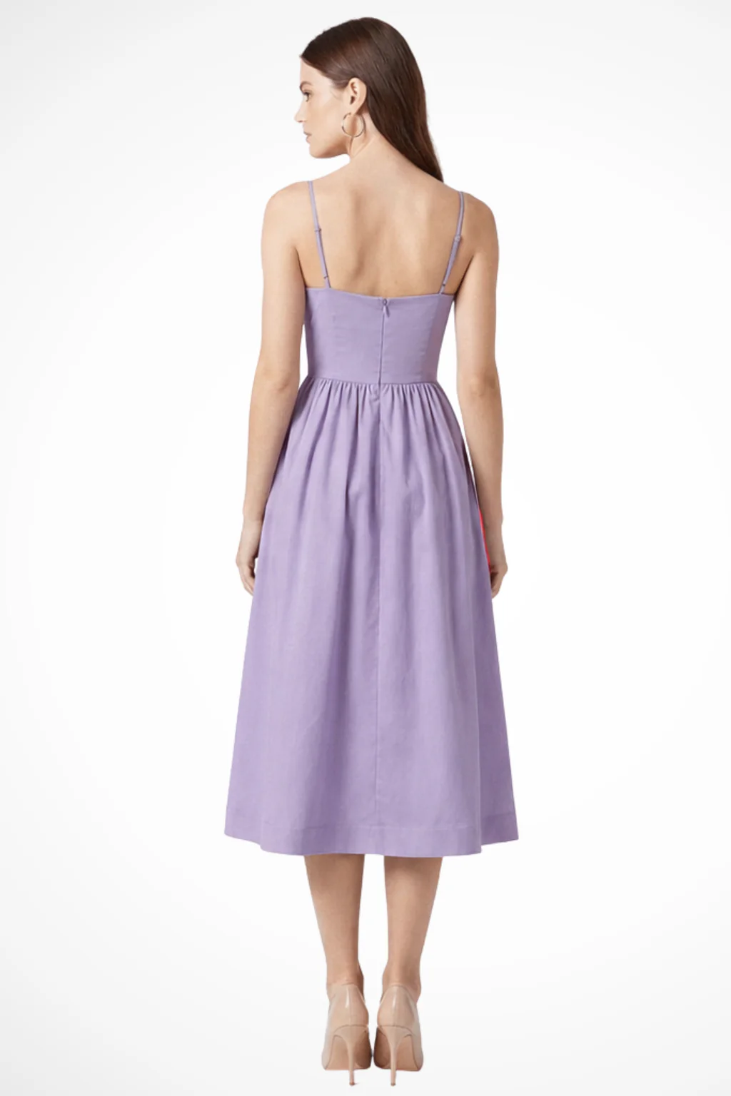 Cordelia | Women Lavender Strappy Fit and Flare Midi Wedding Guest Dress - Image 3