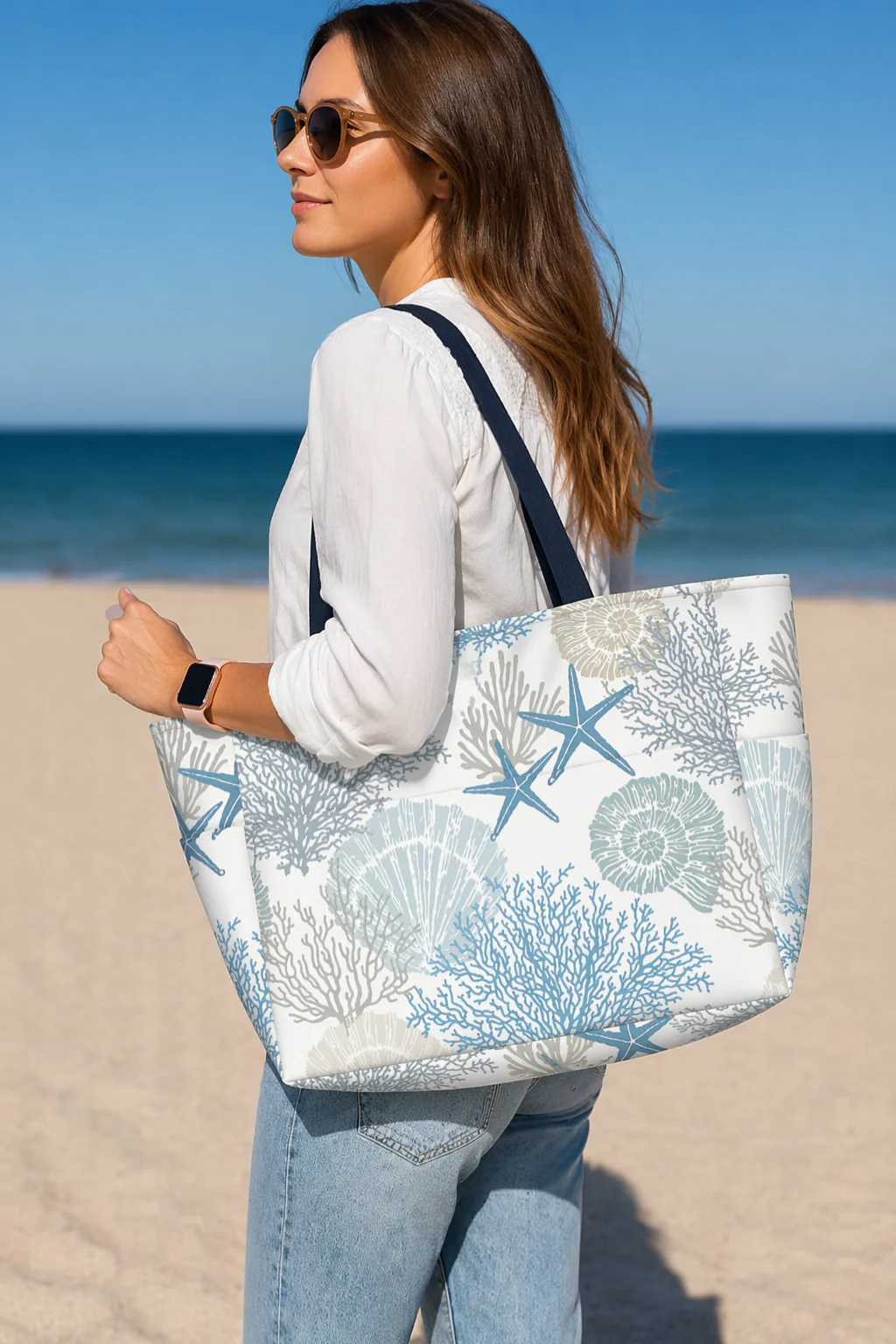 Cordelia | Women Printed Beach Bag Large Summer Tote - Image 3