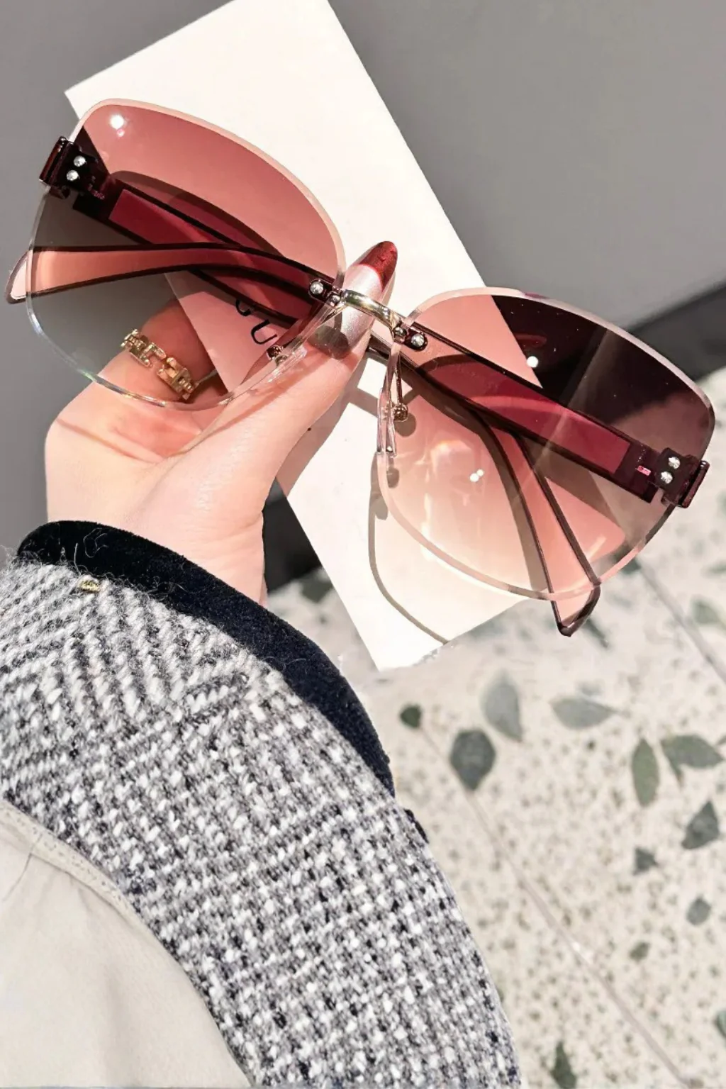 Cordelia | Women Rimless Cat Eye Gradient Sunglasses - Image 10