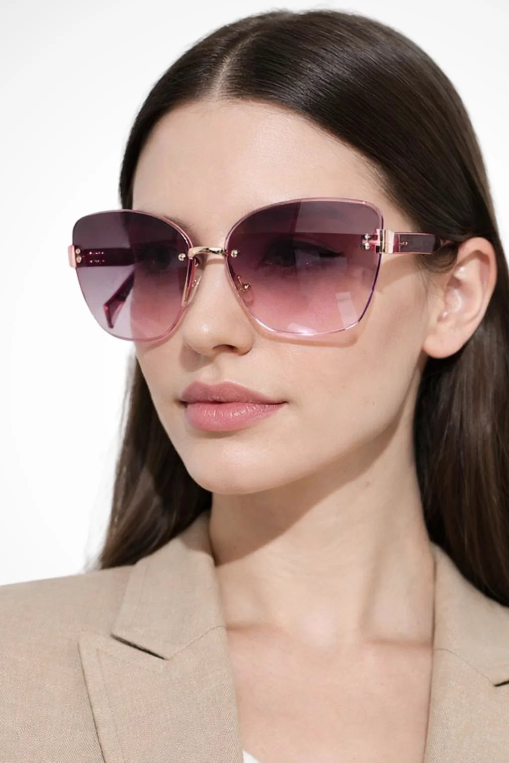 Cordelia | Women Rimless Cat Eye Gradient Sunglasses - Image 11
