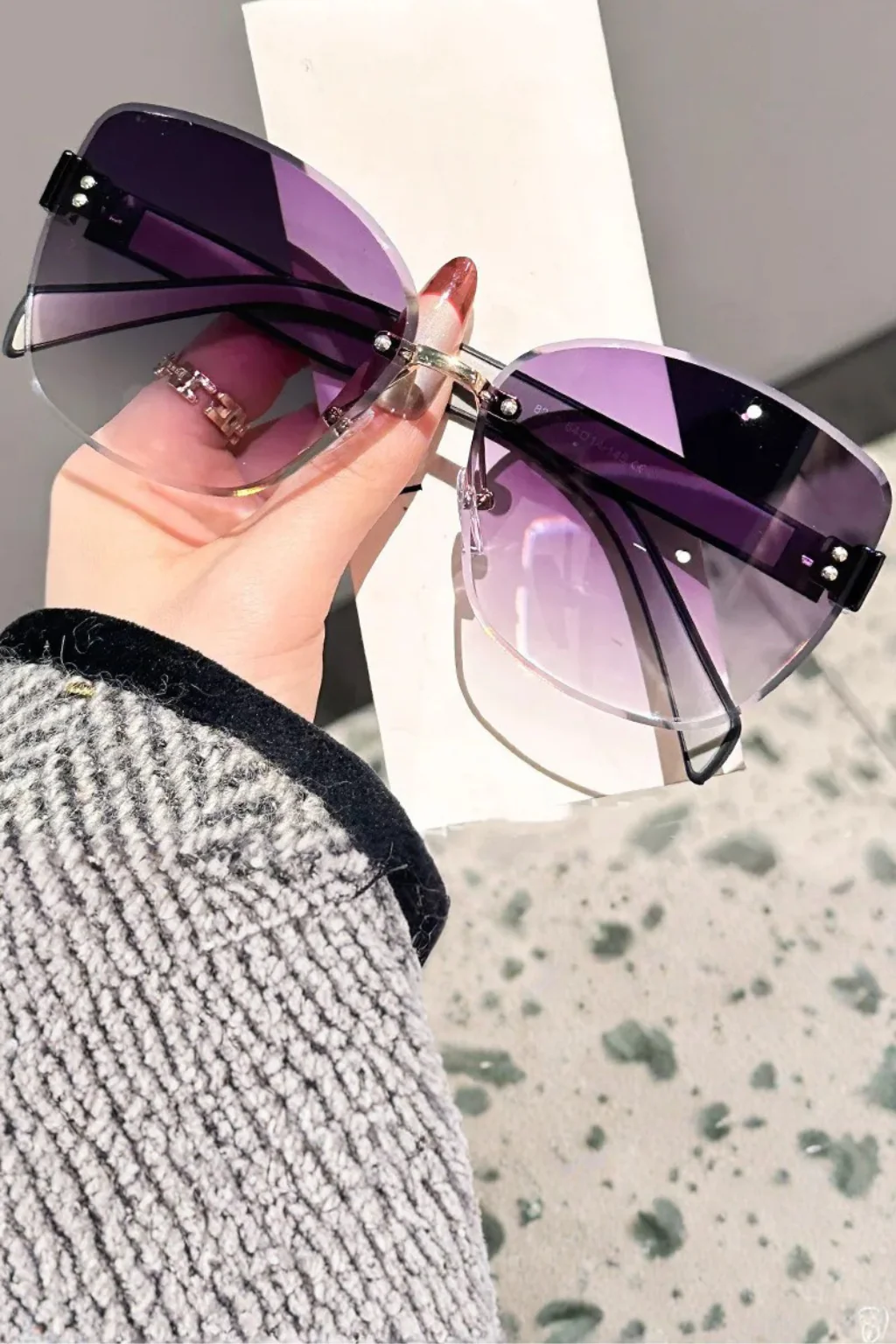 Cordelia | Women Rimless Cat Eye Gradient Sunglasses - Image 12