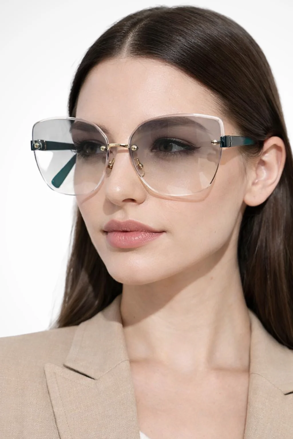 Cordelia | Women Rimless Cat Eye Gradient Sunglasses - Image 3