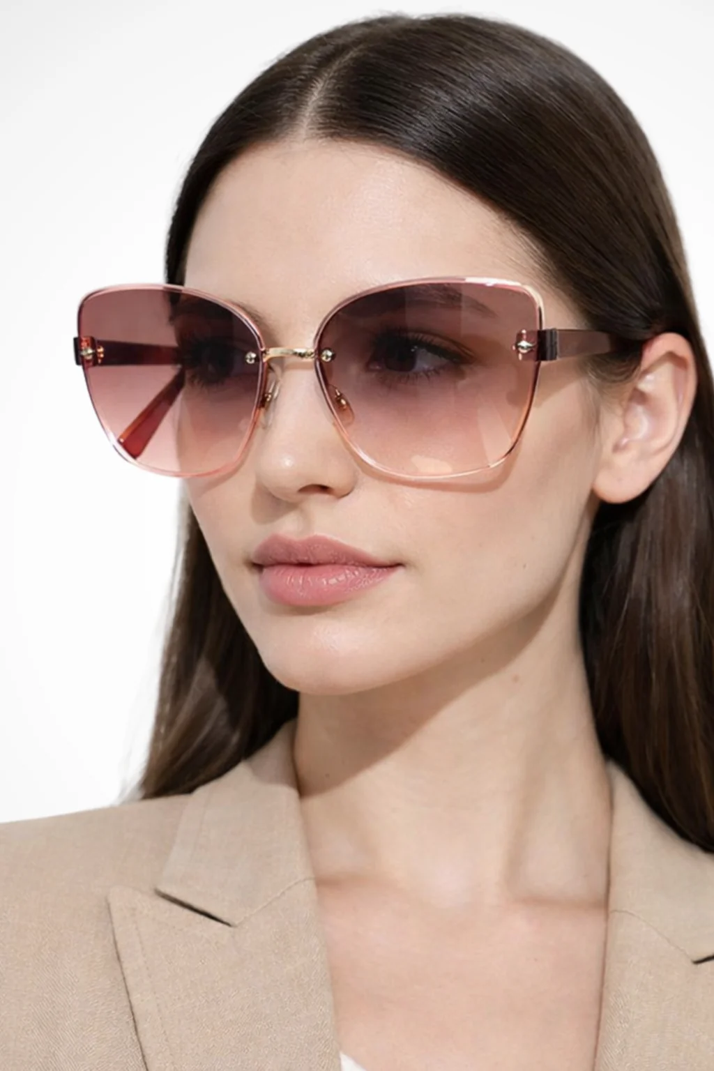 Cordelia | Women Rimless Cat Eye Gradient Sunglasses - Image 7