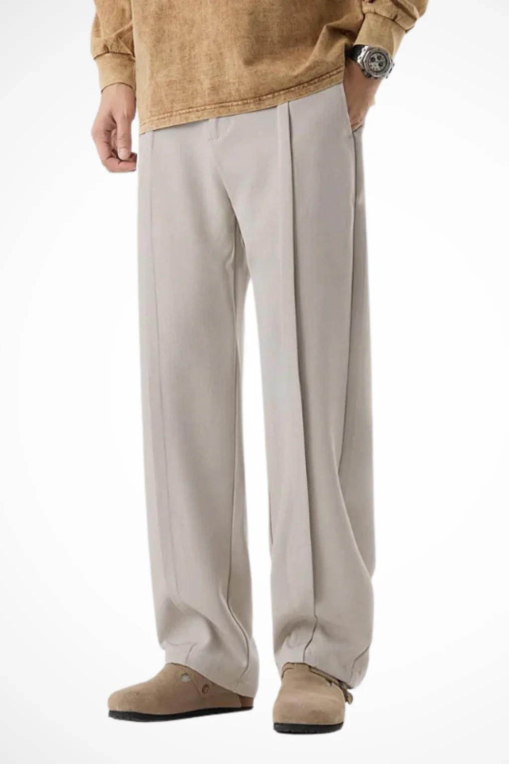 Corden | Men Front Pleat Wide Leg Straight Hem Tailored Trousers - Image 8