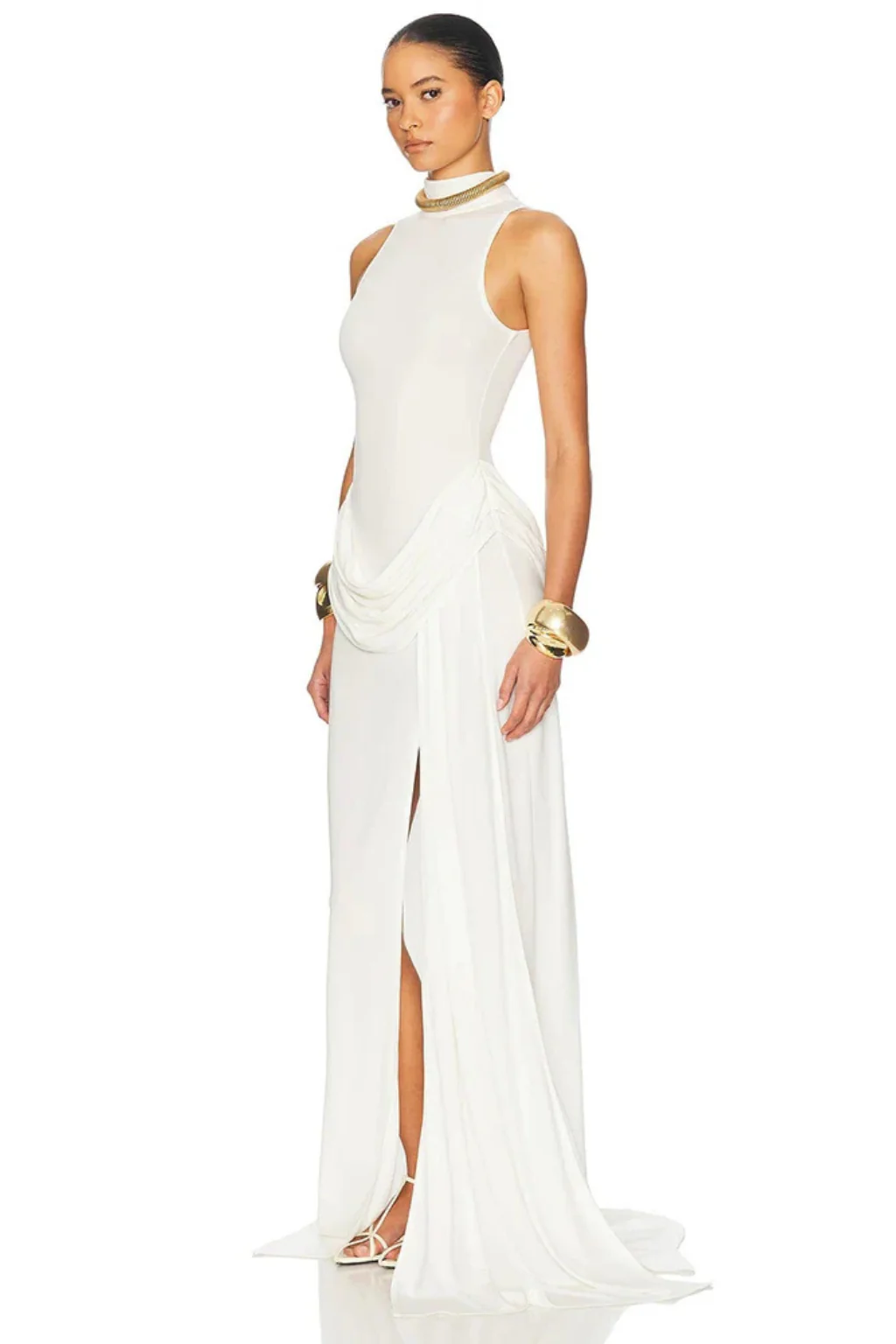 Cosima | Women High Neck Sleeveless Wedding Guest Maxi Dress with Side Split - Image 6