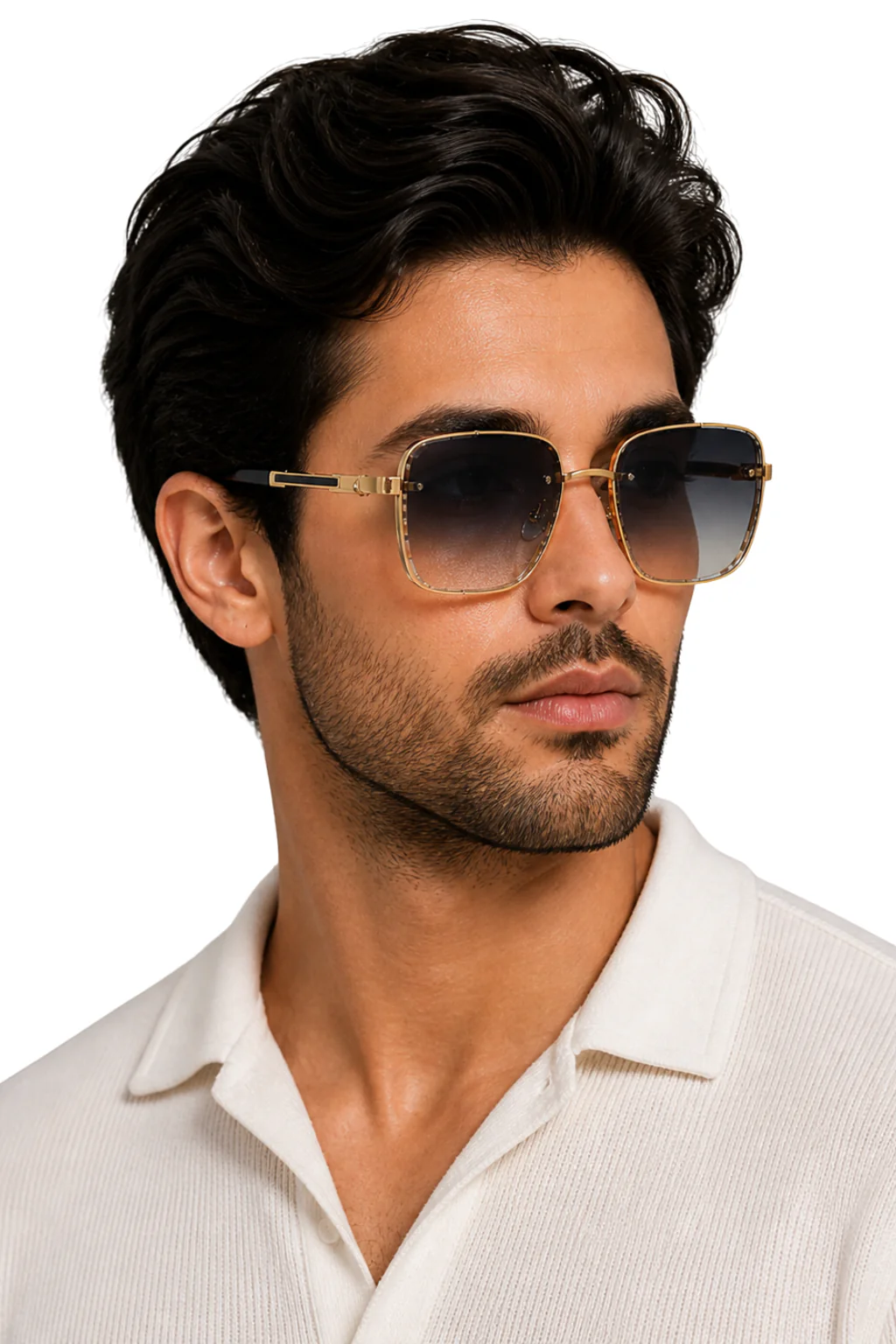Crispin | Men Retro Square Sunglasses with Titanium Frame and UV400 Gradient Lens
