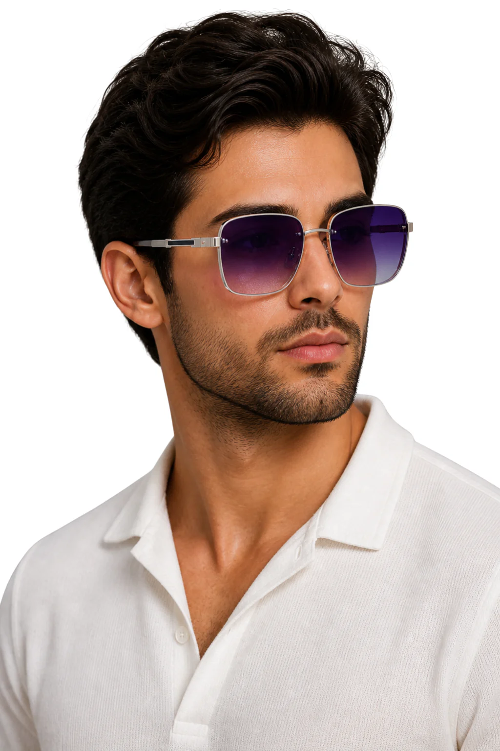 Crispin | Men Retro Square Sunglasses with Titanium Frame and UV400 Gradient Lens - Image 3