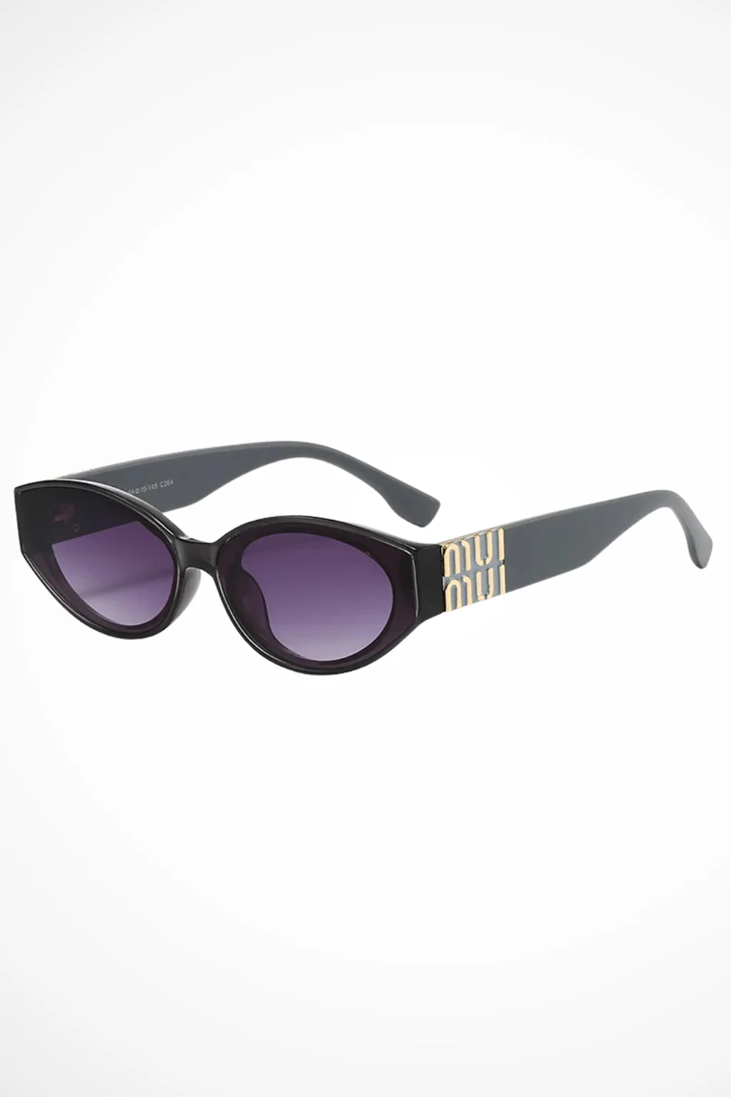 Delphine | Women Cat Eye Gold Detail Oval Sunglasses - Image 3