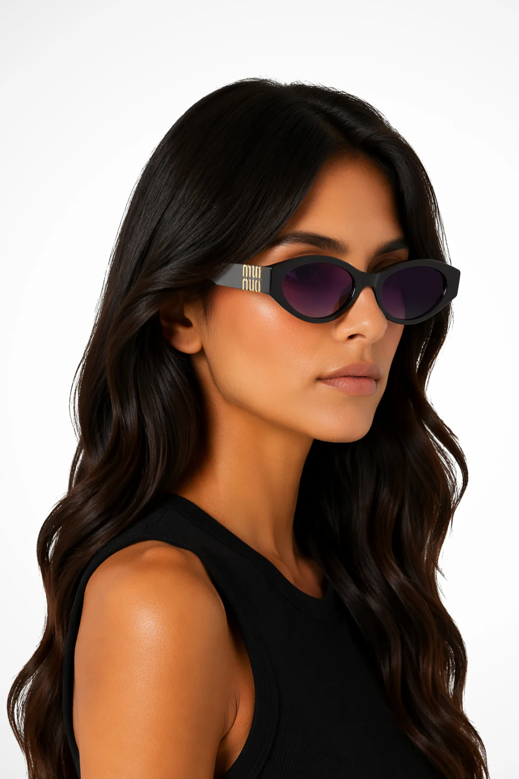 Delphine | Women Cat Eye Gold Detail Oval Sunglasses - Image 4