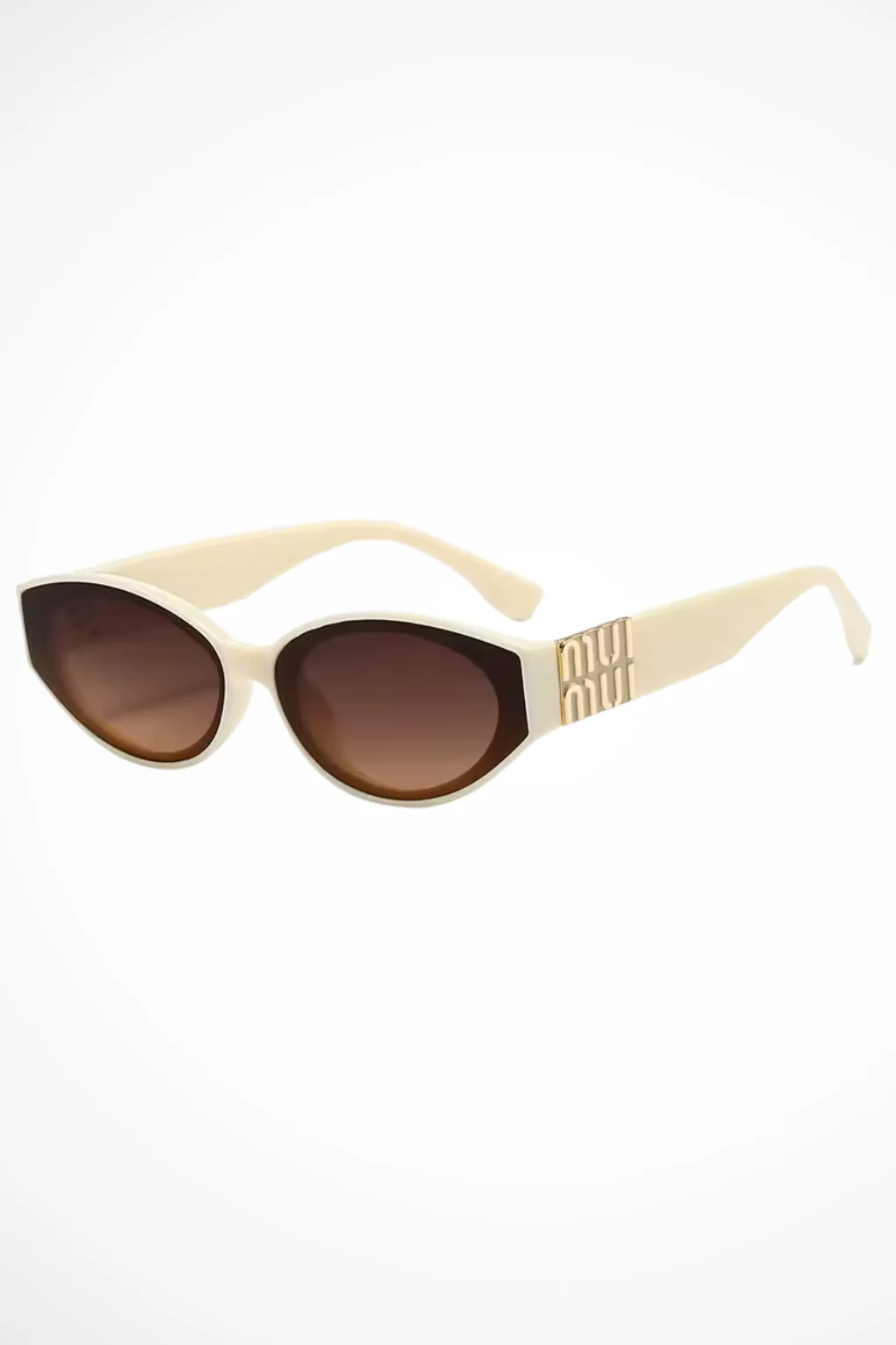 Delphine | Women Cat Eye Gold Detail Oval Sunglasses - Image 5