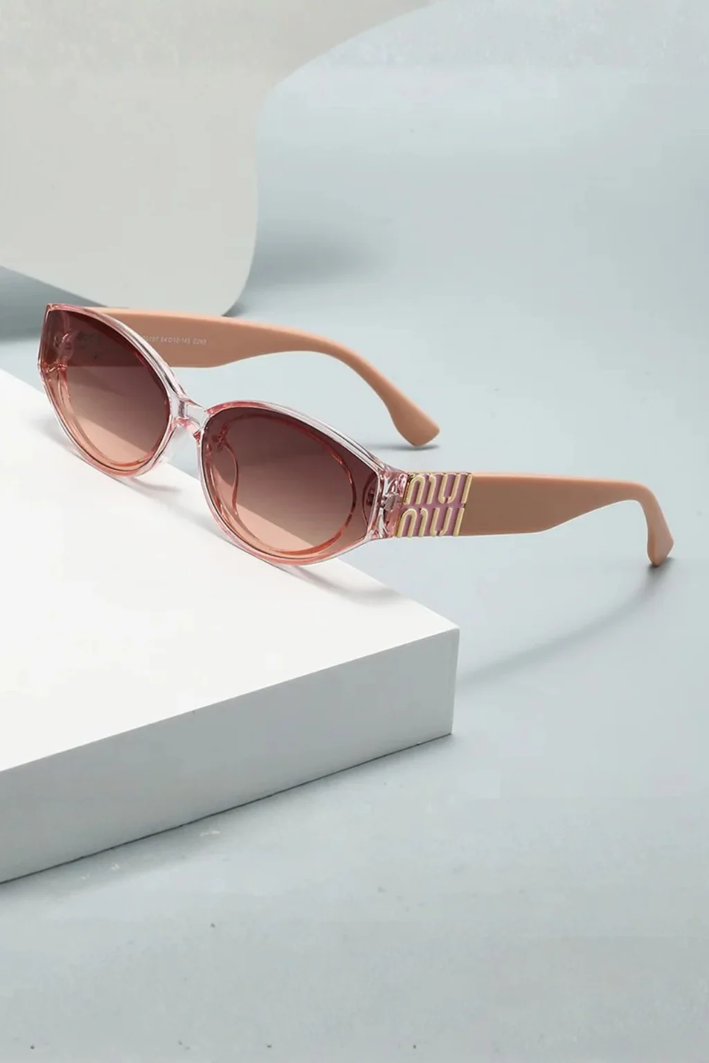 Delphine | Women Cat Eye Gold Detail Oval Sunglasses - Image 9