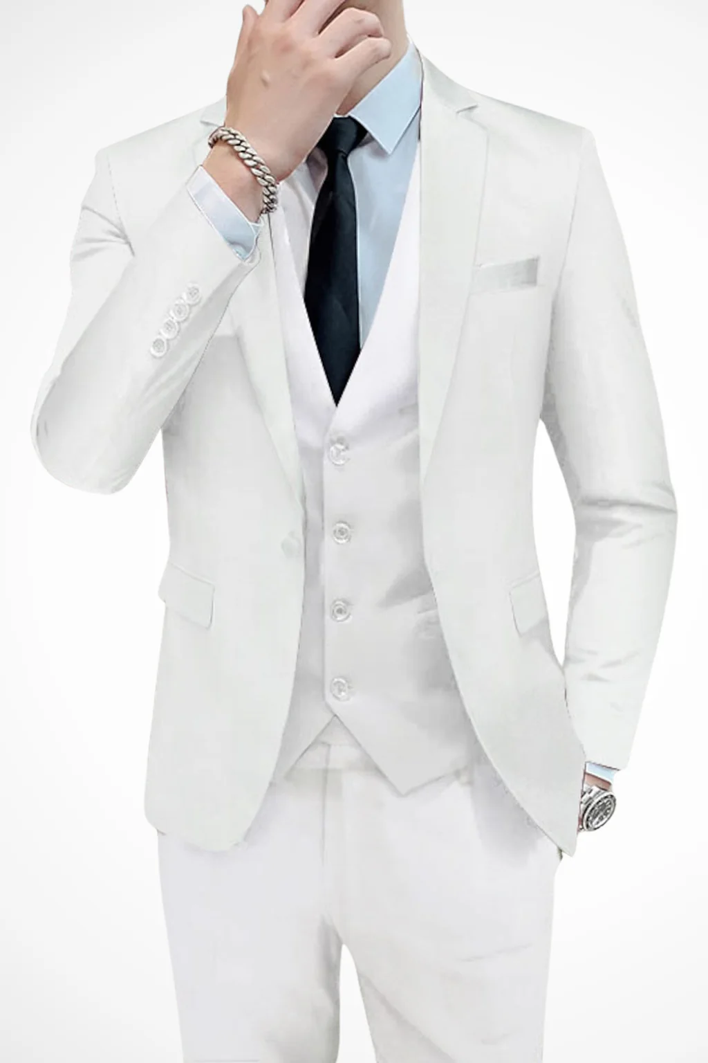 Dominic | Men Slim Fit Notch Lapel 3 Piece Wedding Guest Suit - Image 8