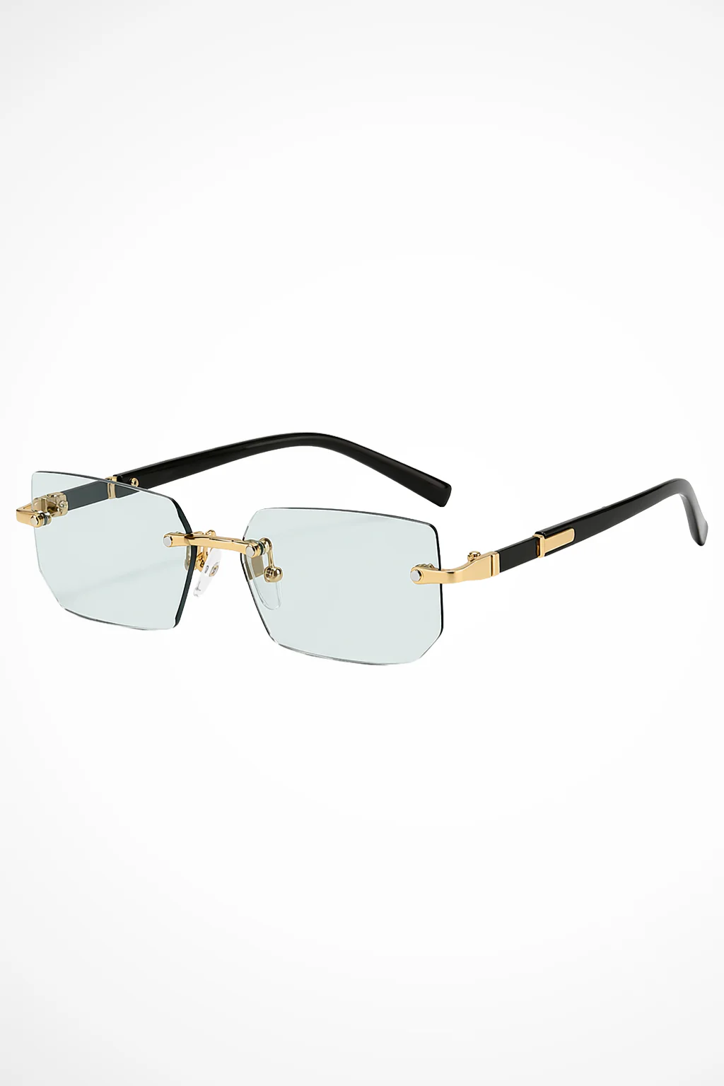 Donovan | Men Rimless Rectangle Gold Detail Sunglasses - Image 8