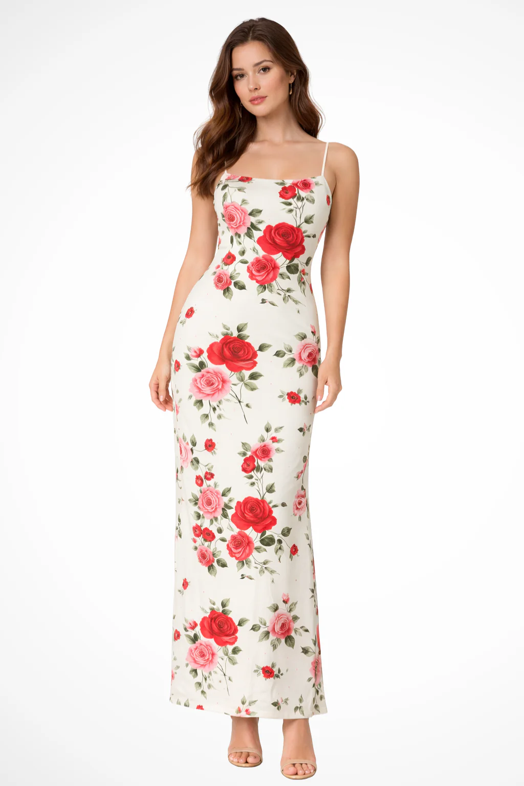 Elara | Women Floral Spaghetti Strap Maxi Summer Wedding Dress - Image 3