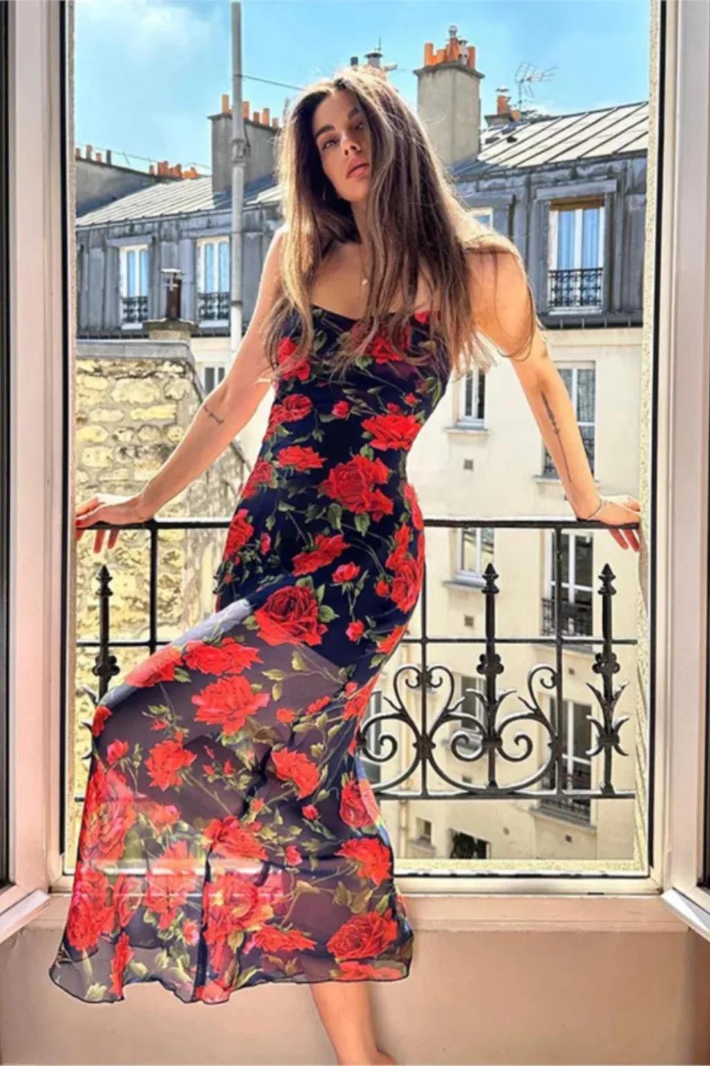 Elara | Women Floral Spaghetti Strap Maxi Summer Wedding Dress - Image 6