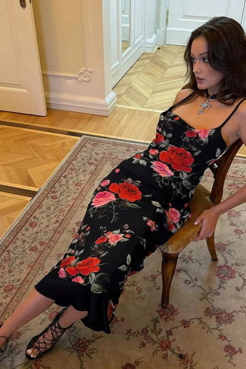 Elara | Women Floral Spaghetti Strap Maxi Summer Wedding Dress - Image 9