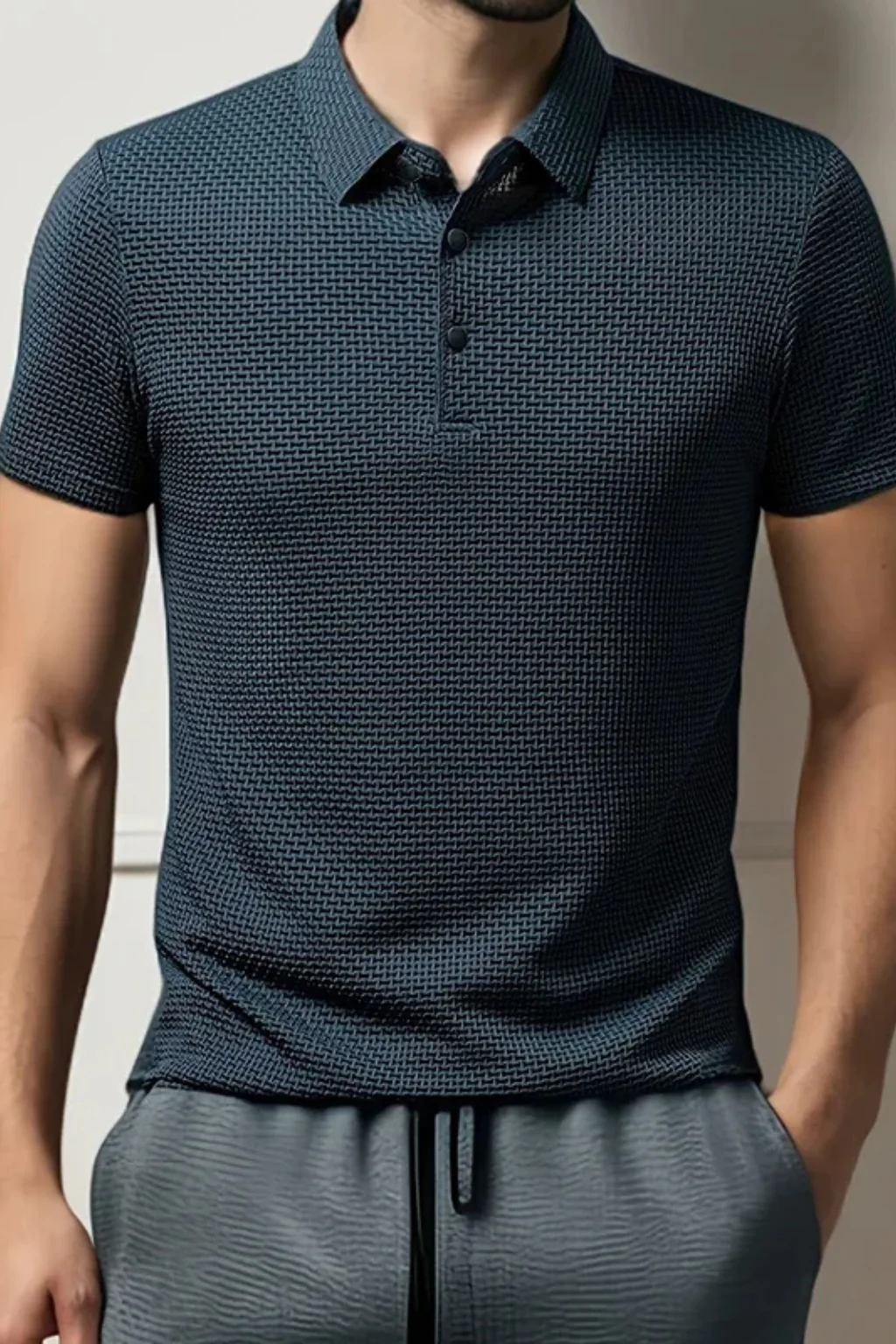 Elliot | Men Waffle Knit Short Sleeve Formal Polo Shirt - Image 6