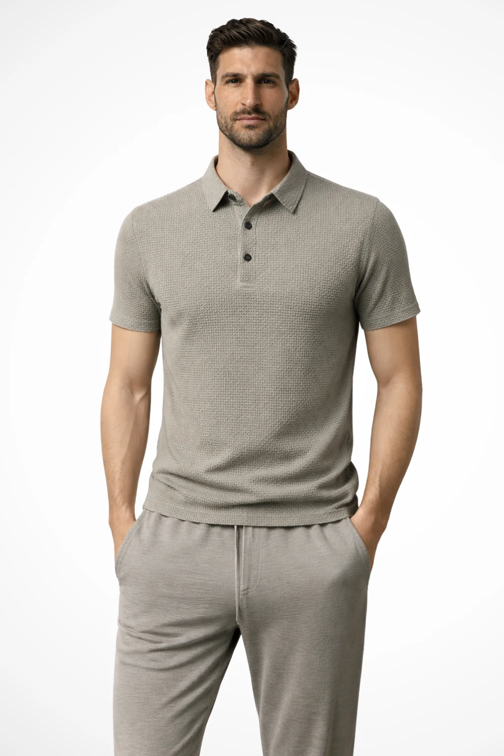 Elliot | Men Waffle Knit Short Sleeve Formal Polo Shirt - Image 7