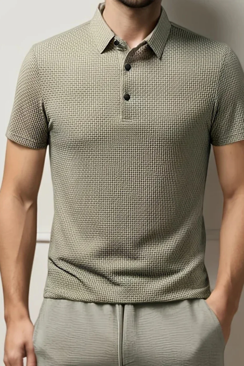 Elliot | Men Waffle Knit Short Sleeve Formal Polo Shirt - Image 8