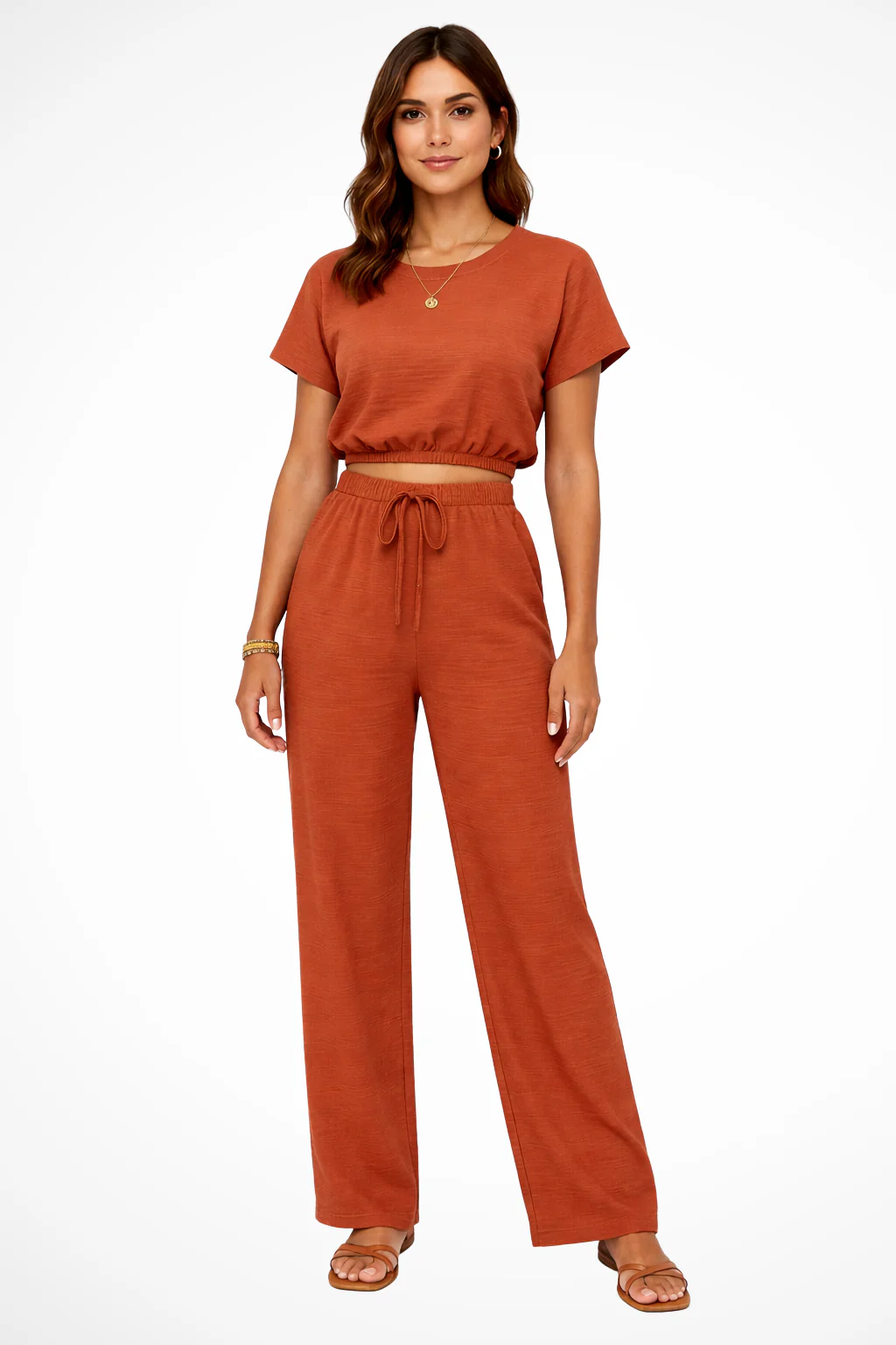 Emberly | Women Relaxed Fit Wide Leg Top and Trousers Set - Image 3