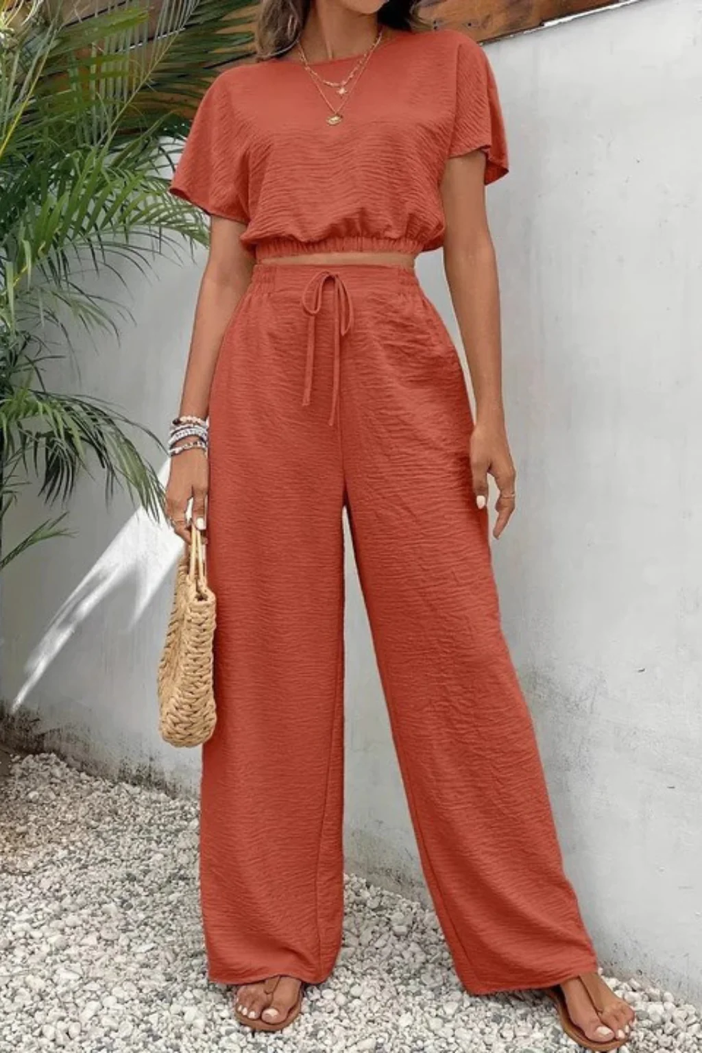 Emberly | Women Relaxed Fit Wide Leg Top and Trousers Set - Image 4