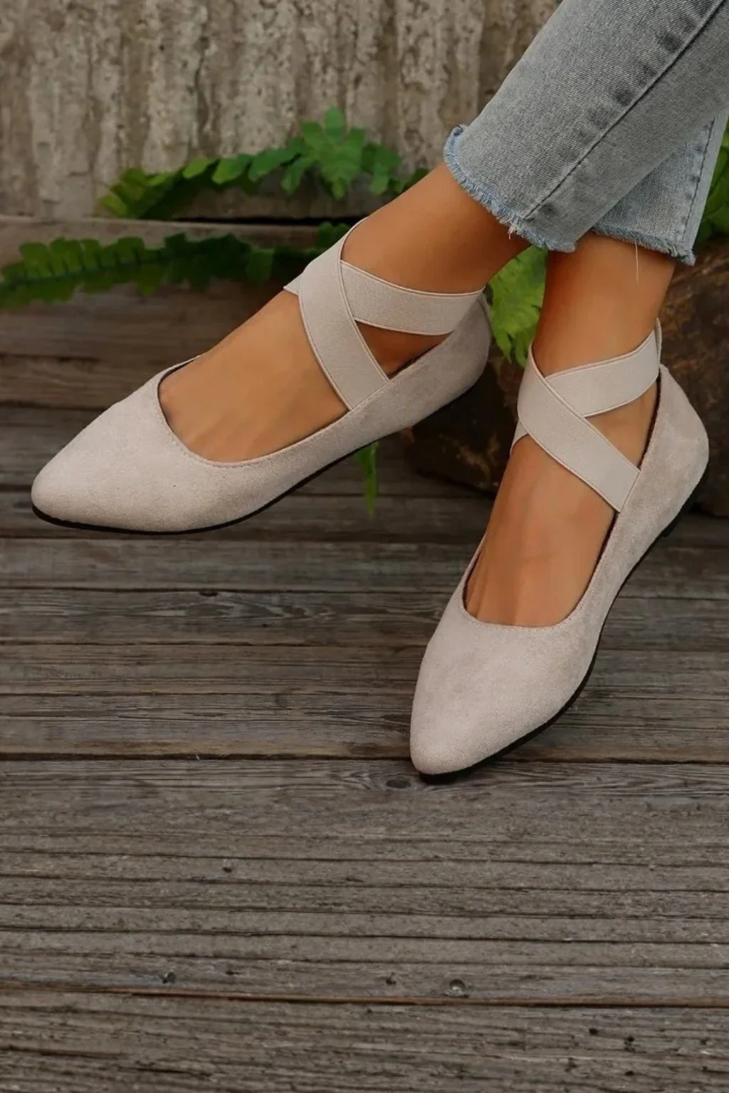 Emmeline | Women Pointed Toe Ankle Strap Ballet Flats - Image 2