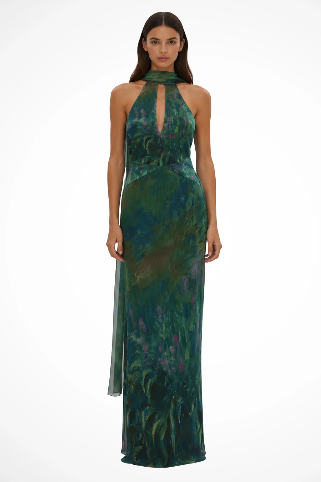 Emmeline | Women Printed Halter Neck Keyhole Maxi Dress