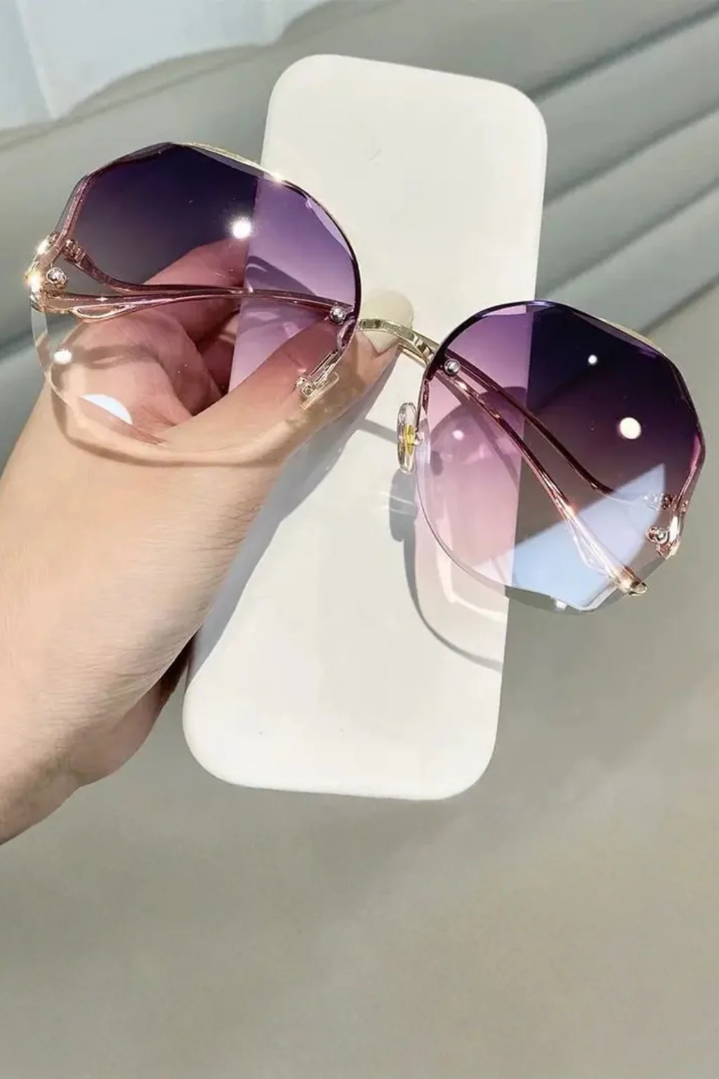 Emmeline | Women Rimless Oversized Gradient Sunglasses - Image 10