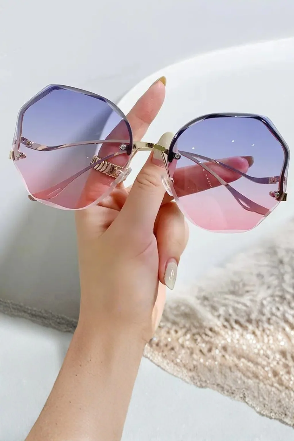 Emmeline | Women Rimless Oversized Gradient Sunglasses - Image 4