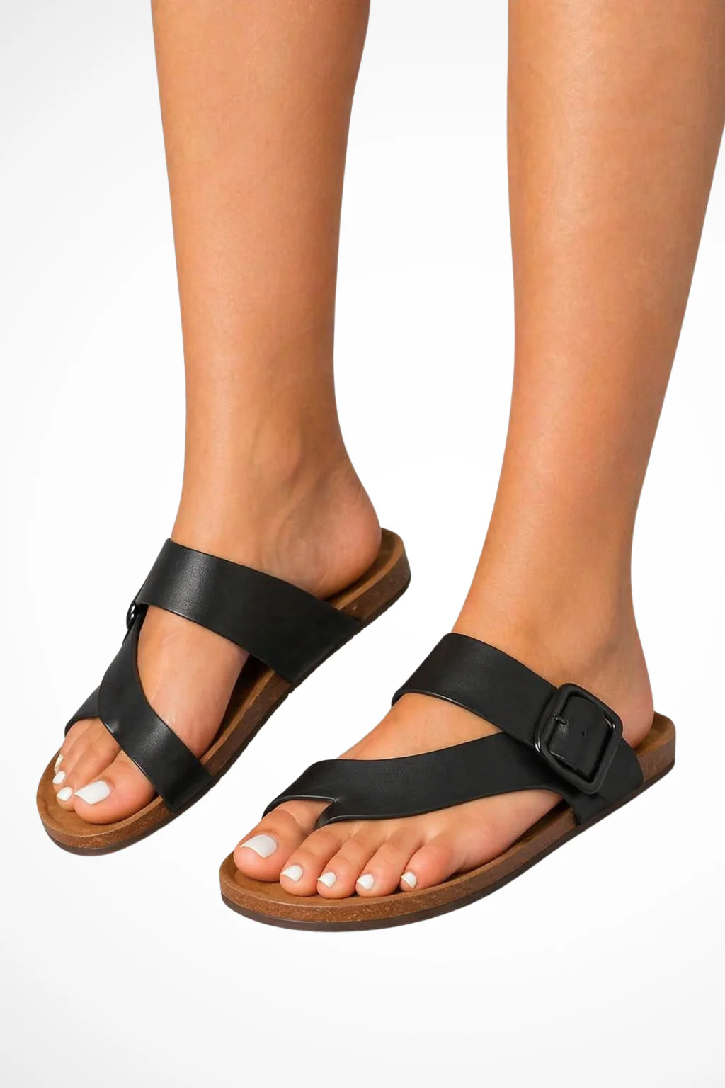 Enid | Women Cork Sole Buckle Toe Loop Slide Sandals - Image 3