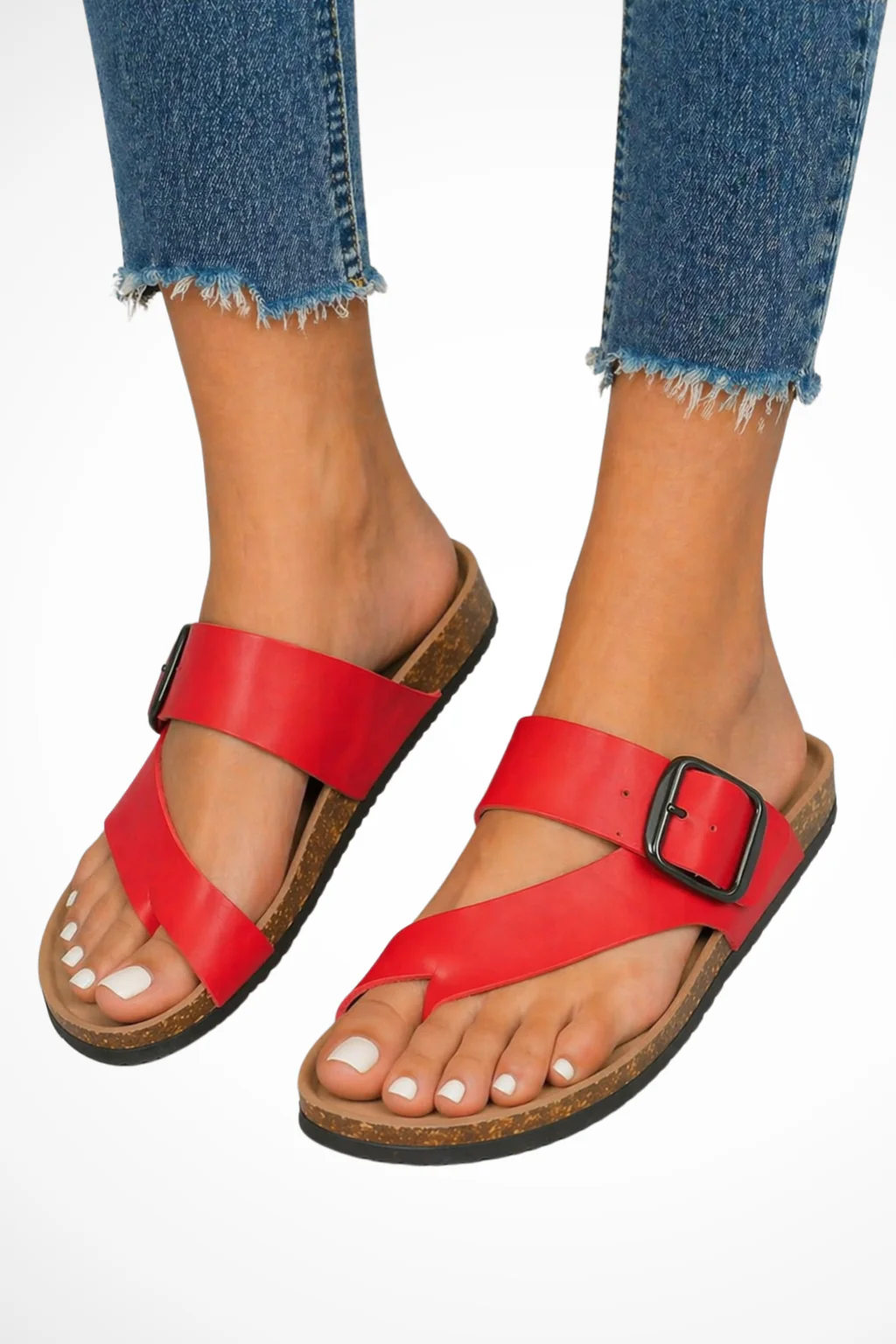 Enid | Women Cork Sole Buckle Toe Loop Slide Sandals - Image 7