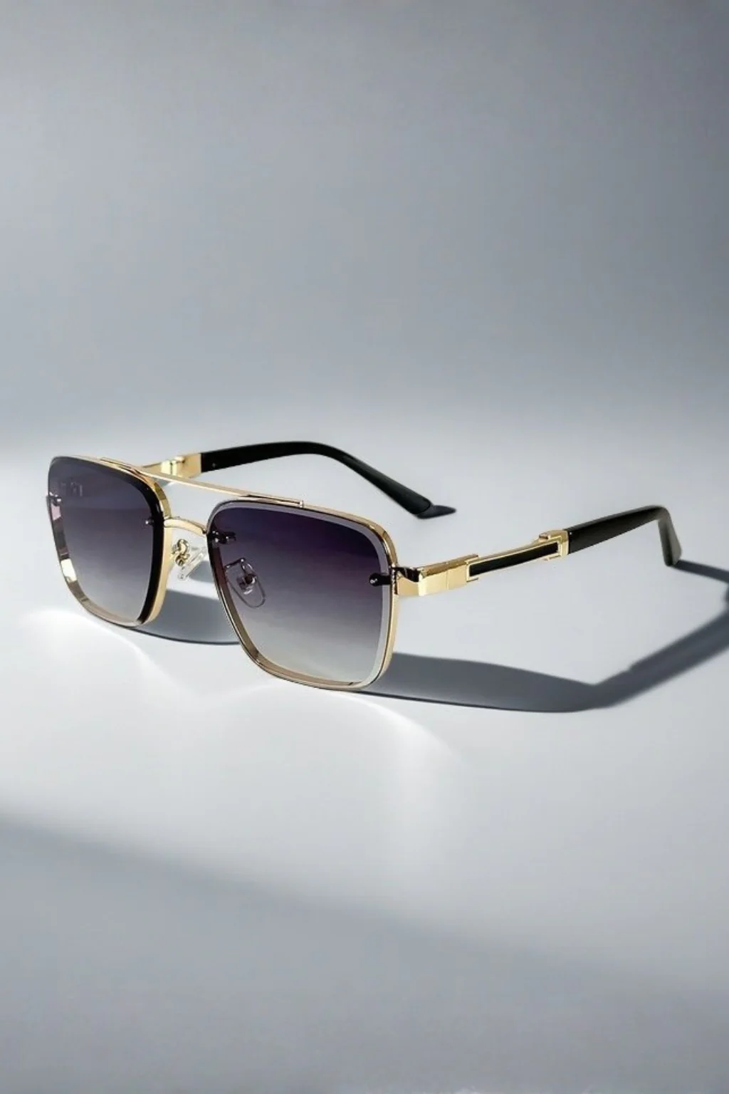 Evander | Men Aviator Square Sunglasses with Gold Metal Frame and Gradient Lens - Image 7