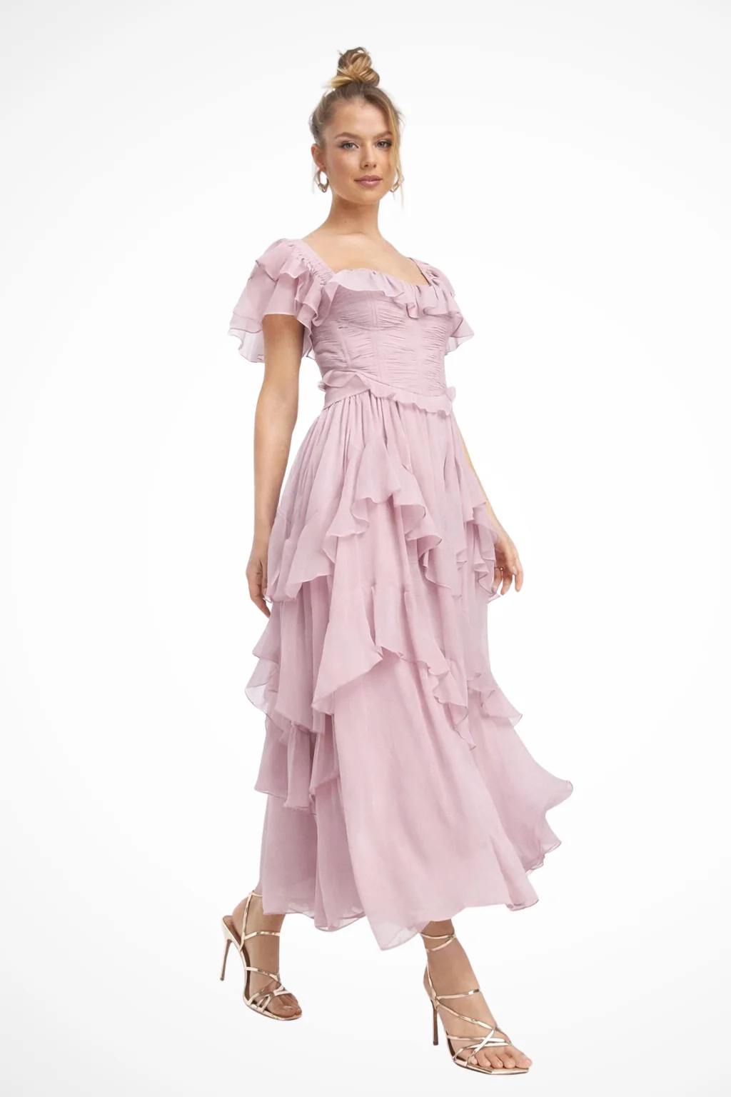 Evangeline | Women Chiffon Ruffle Tiered Race Day Maxi Dress - Image 2
