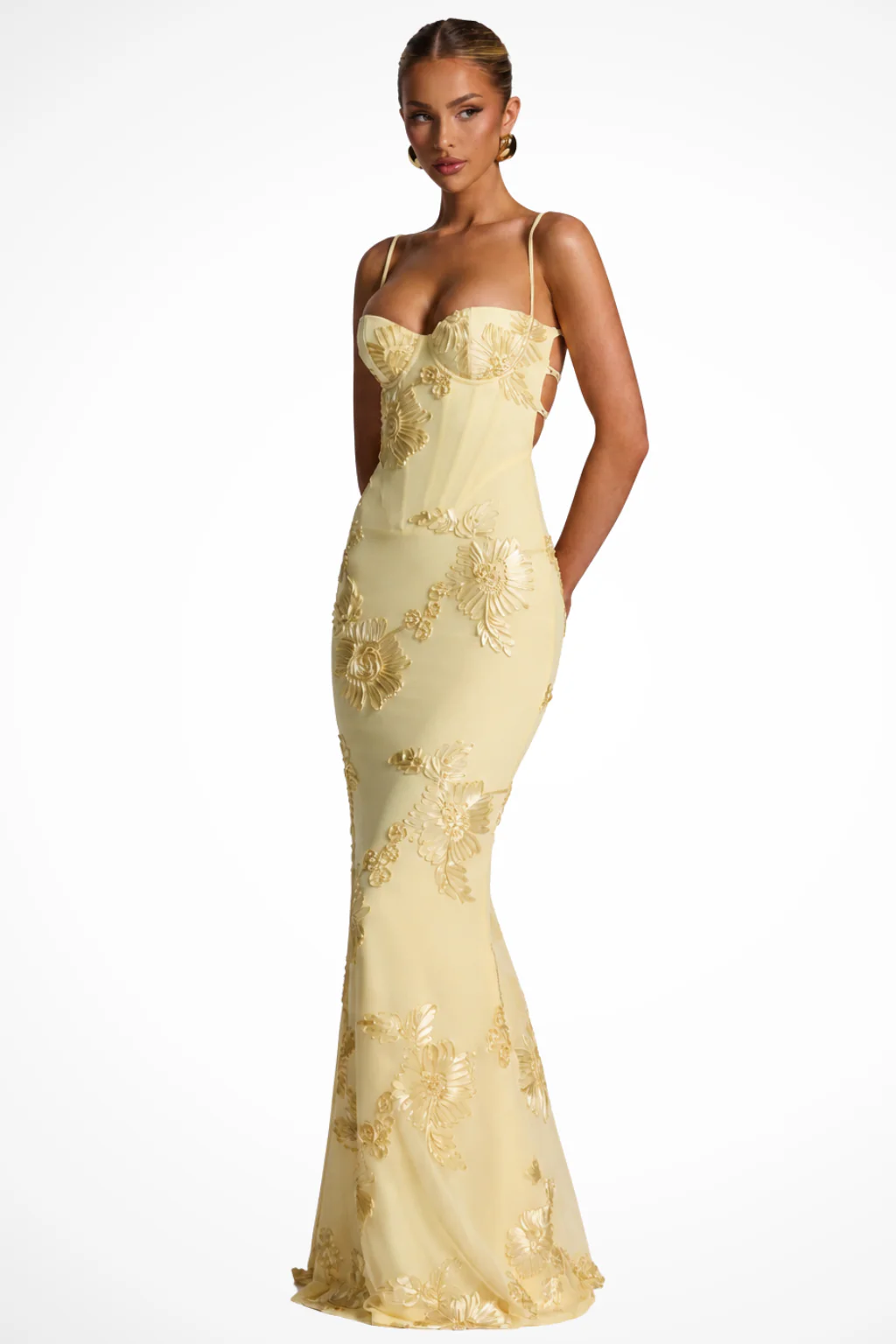 Evangeline | Women Corset Floral Embroidered Wedding Guest Maxi Dress - Image 4